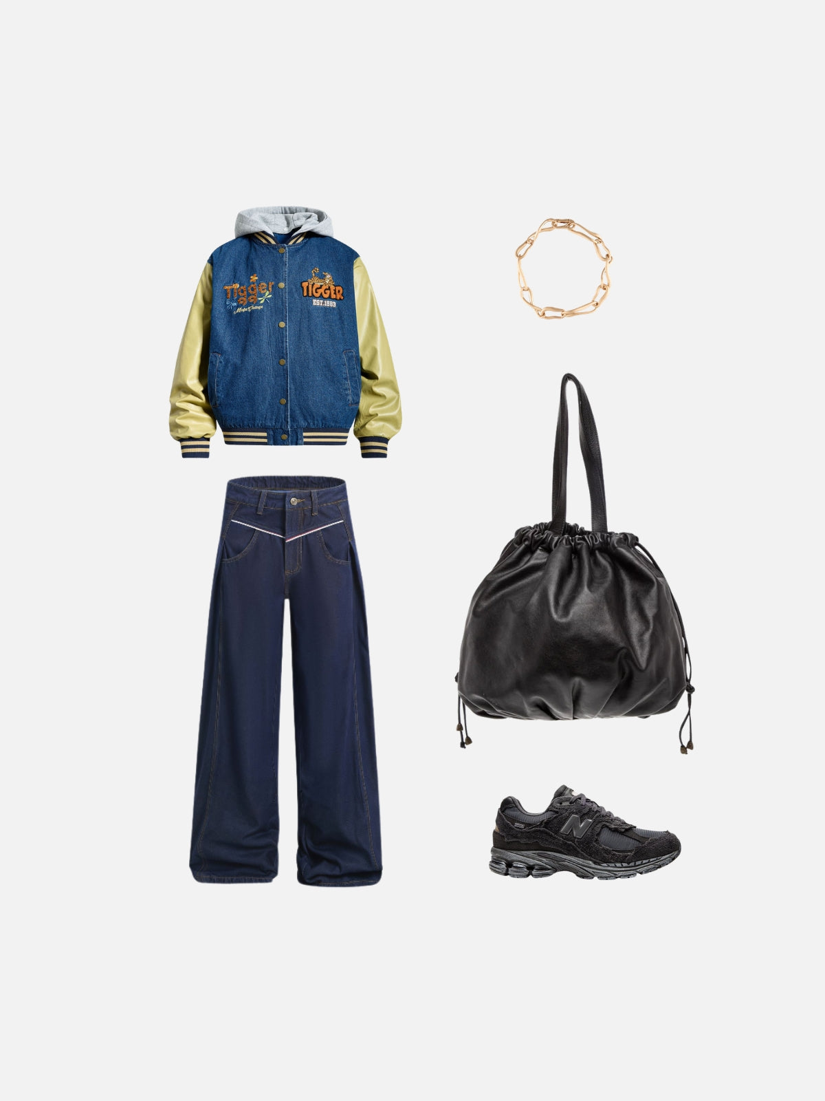 Haaura Tiger Embroidered Hooded Varsity Jacket