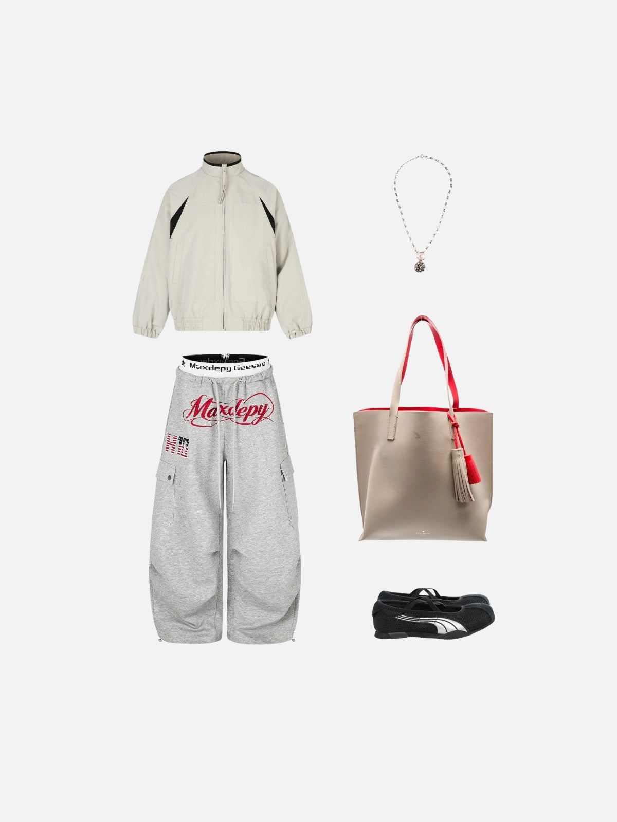 Haaura Contrast Waist Graphic Cargo Sweatpants