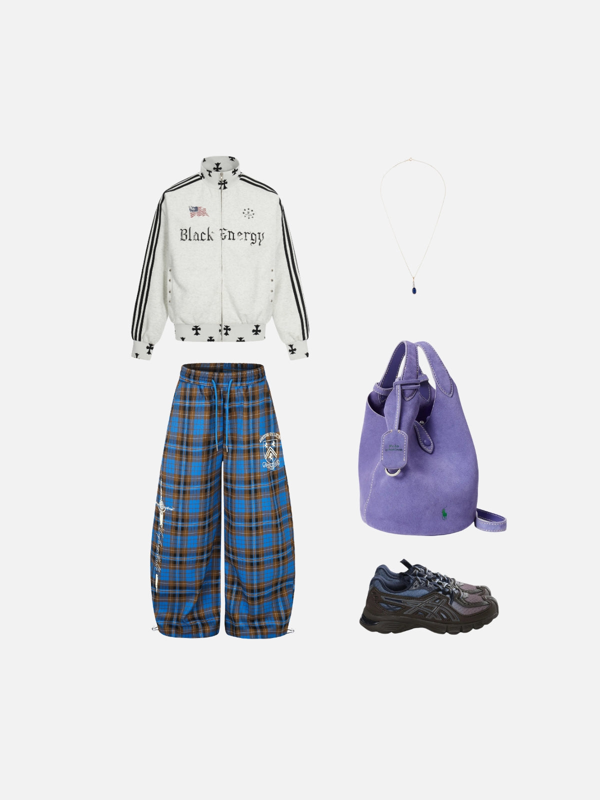 Haaura Plaid Graphic Baggy Pants
