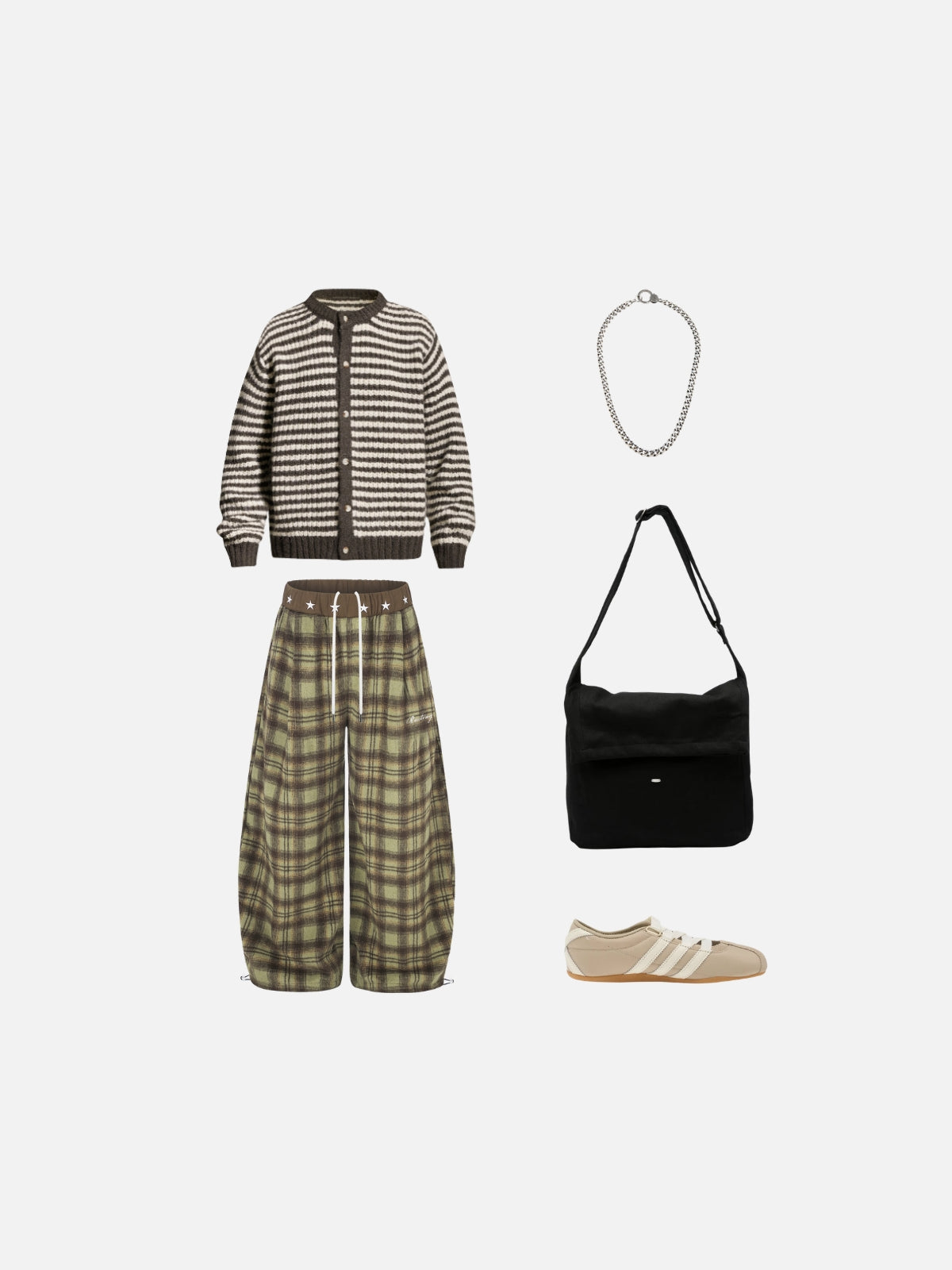 Haaura Star Waist Plaid Baggy Pants