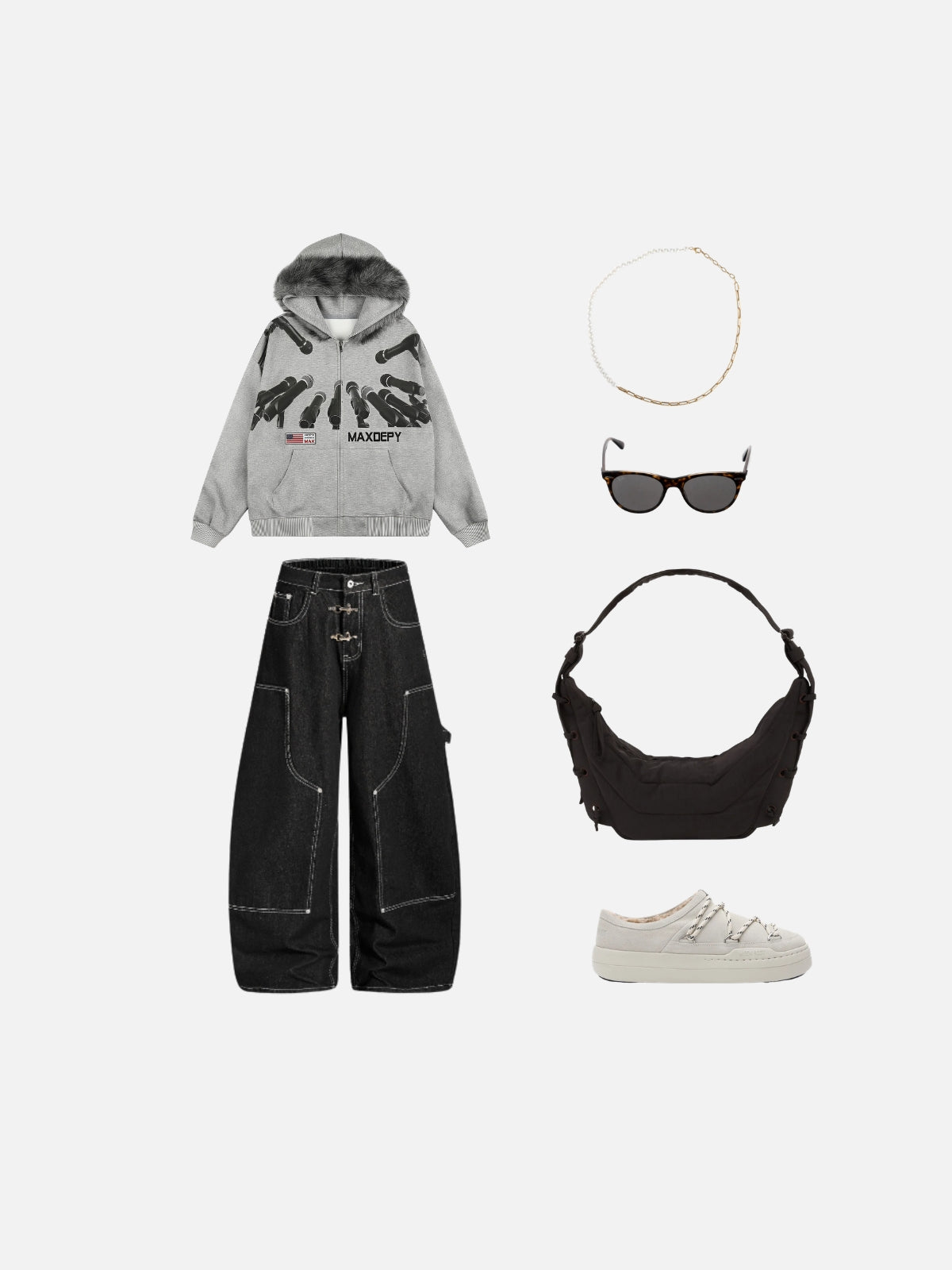 Haaura Microphone Graphic Faux Fur Zip Up Hoodie