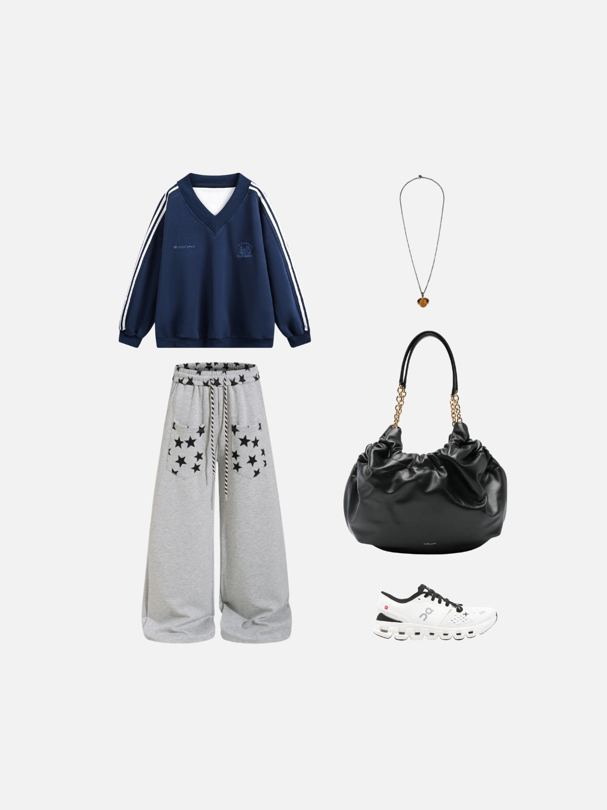 Haaura V-Neck Side Stripe Sweatshirt