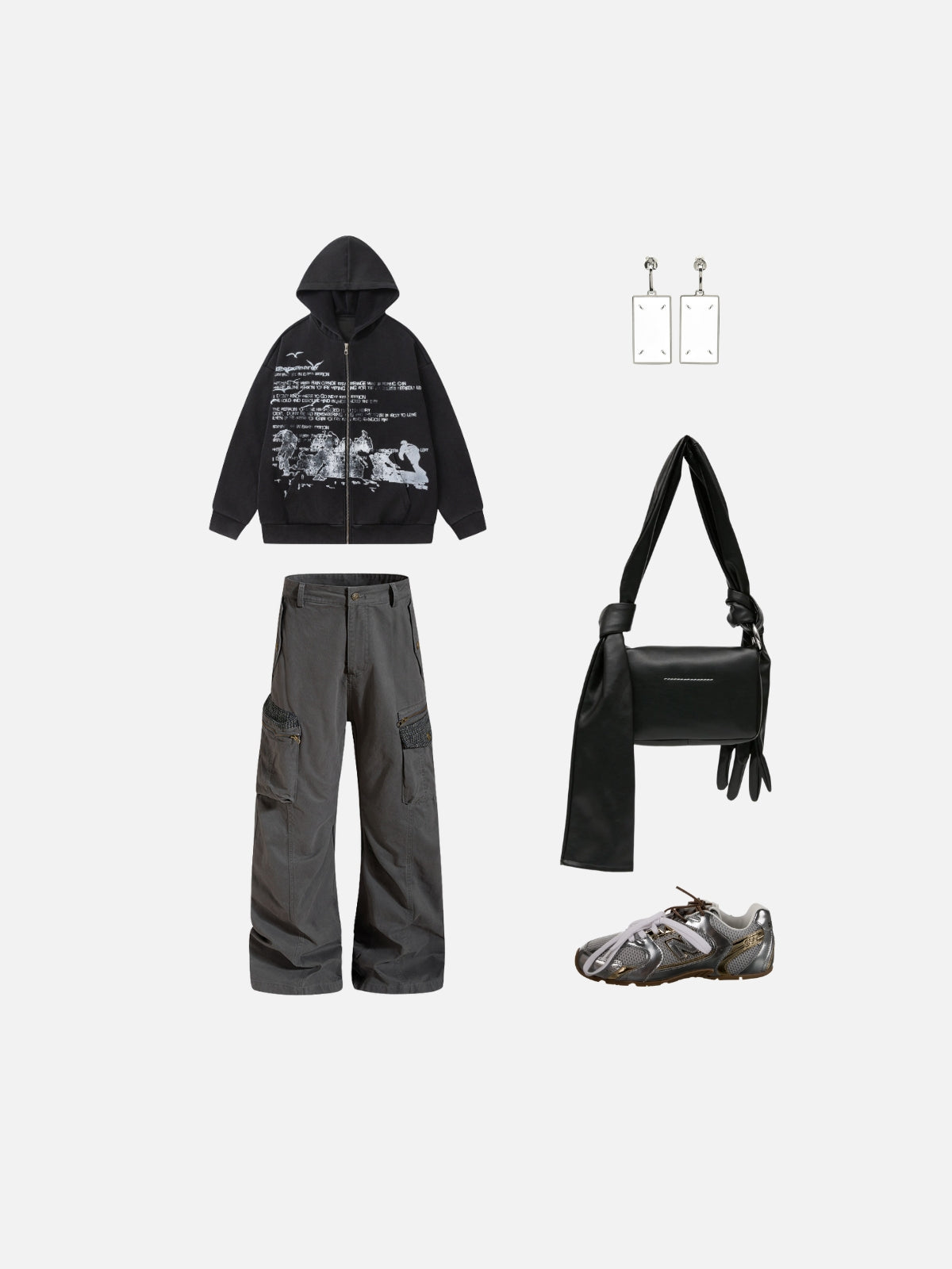 Haaura Zipper Cargo Baggy Pants