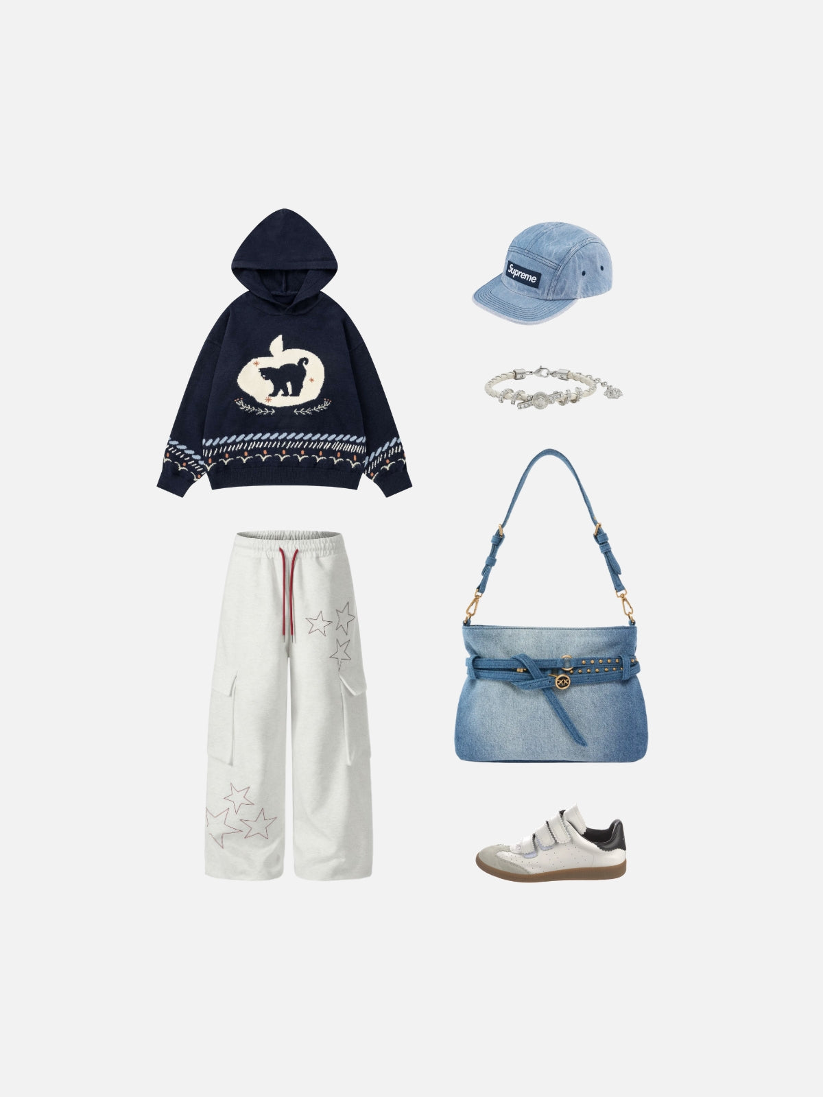 Haaura Apple Cat Jacquard Hoodie