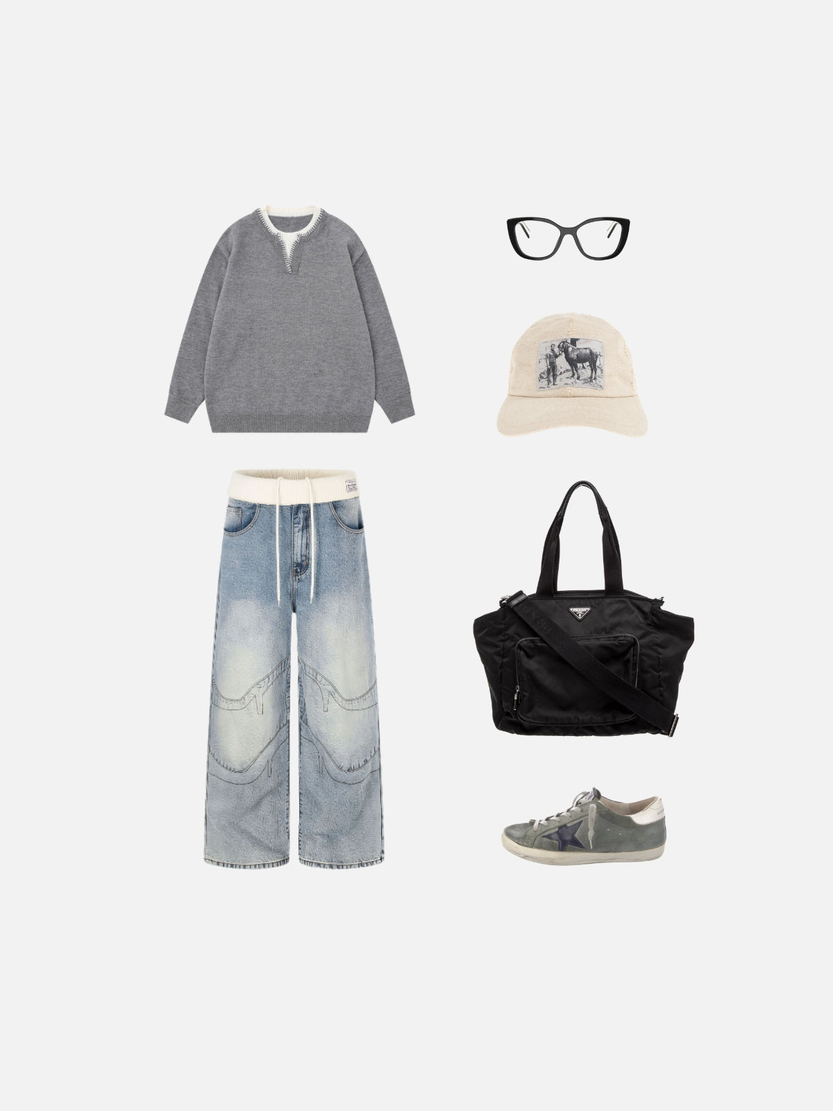 Haaura Contrast Stitch Henley Sweater