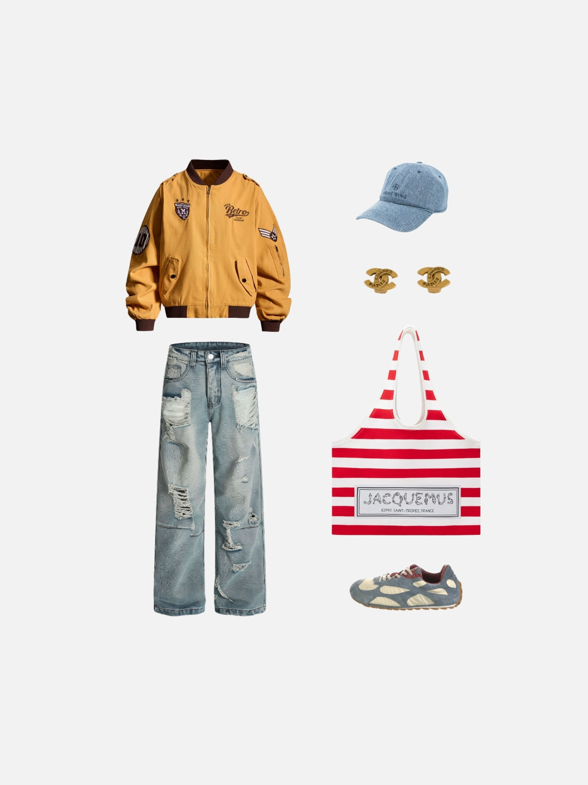Haaura Retro Embroidered Bomber Jacket