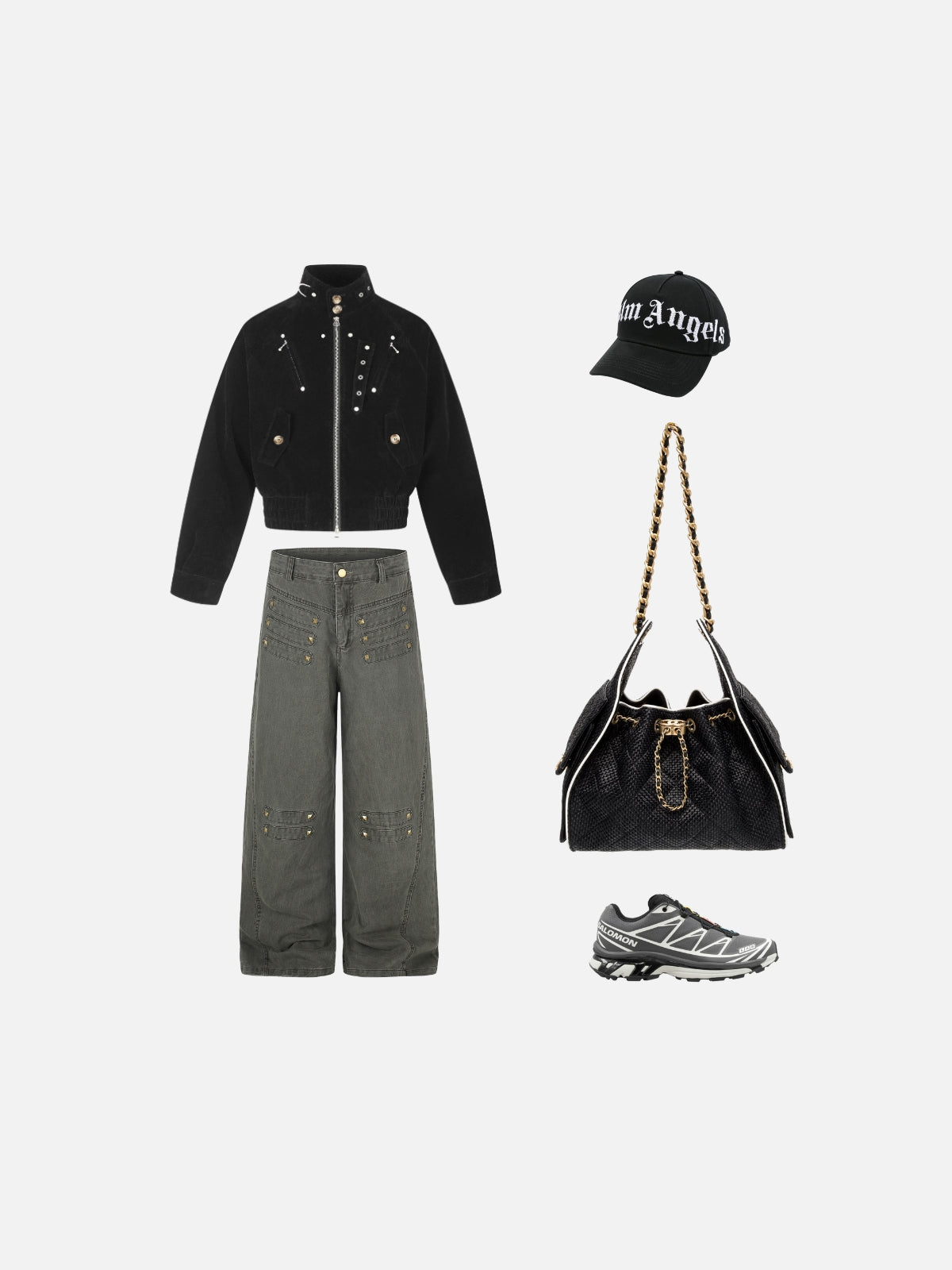 Haaura Rivet Detail Baggy Jeans