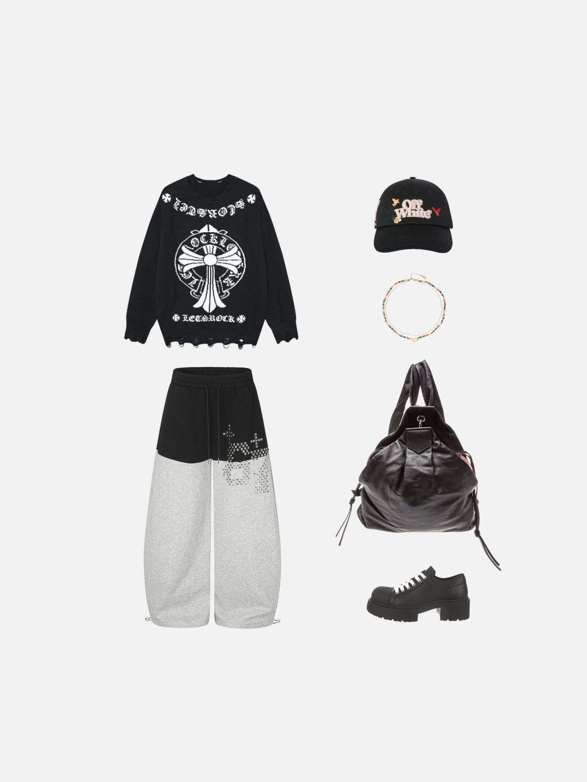 Haaura Colorblock Rhinestone Sweatpants
