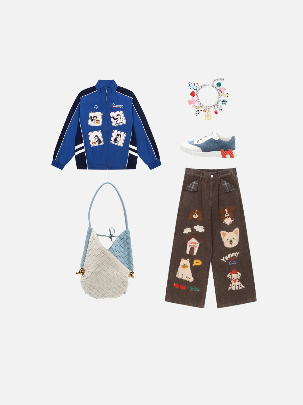 Haaura Cat Patch Colorblock Track Jacket