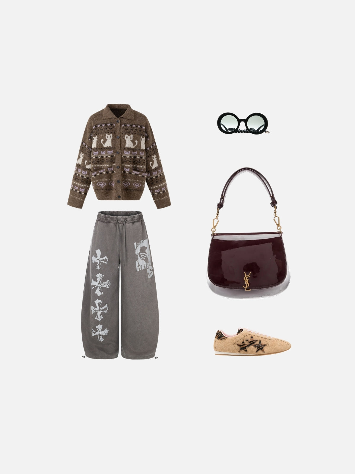 Haaura Washed Cross Graphic Sweatpants