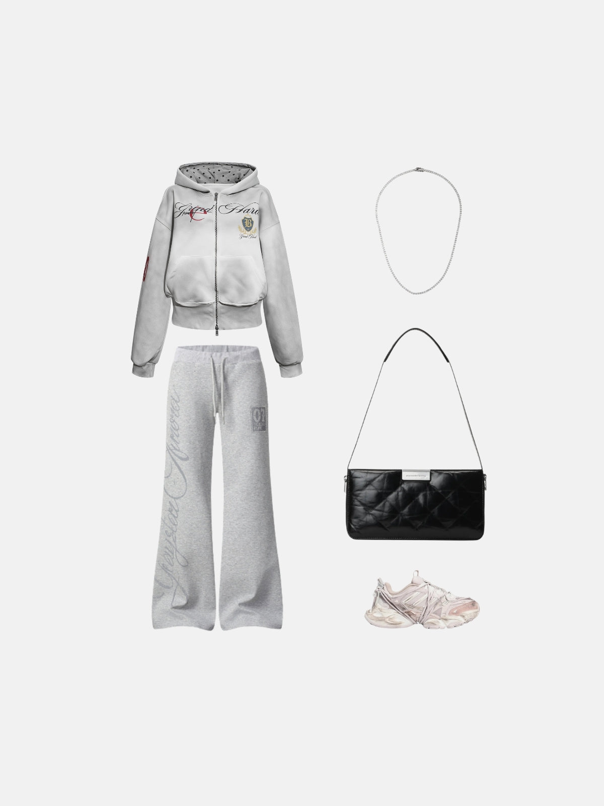 Haaura Embroidered Zip Up Hoodie