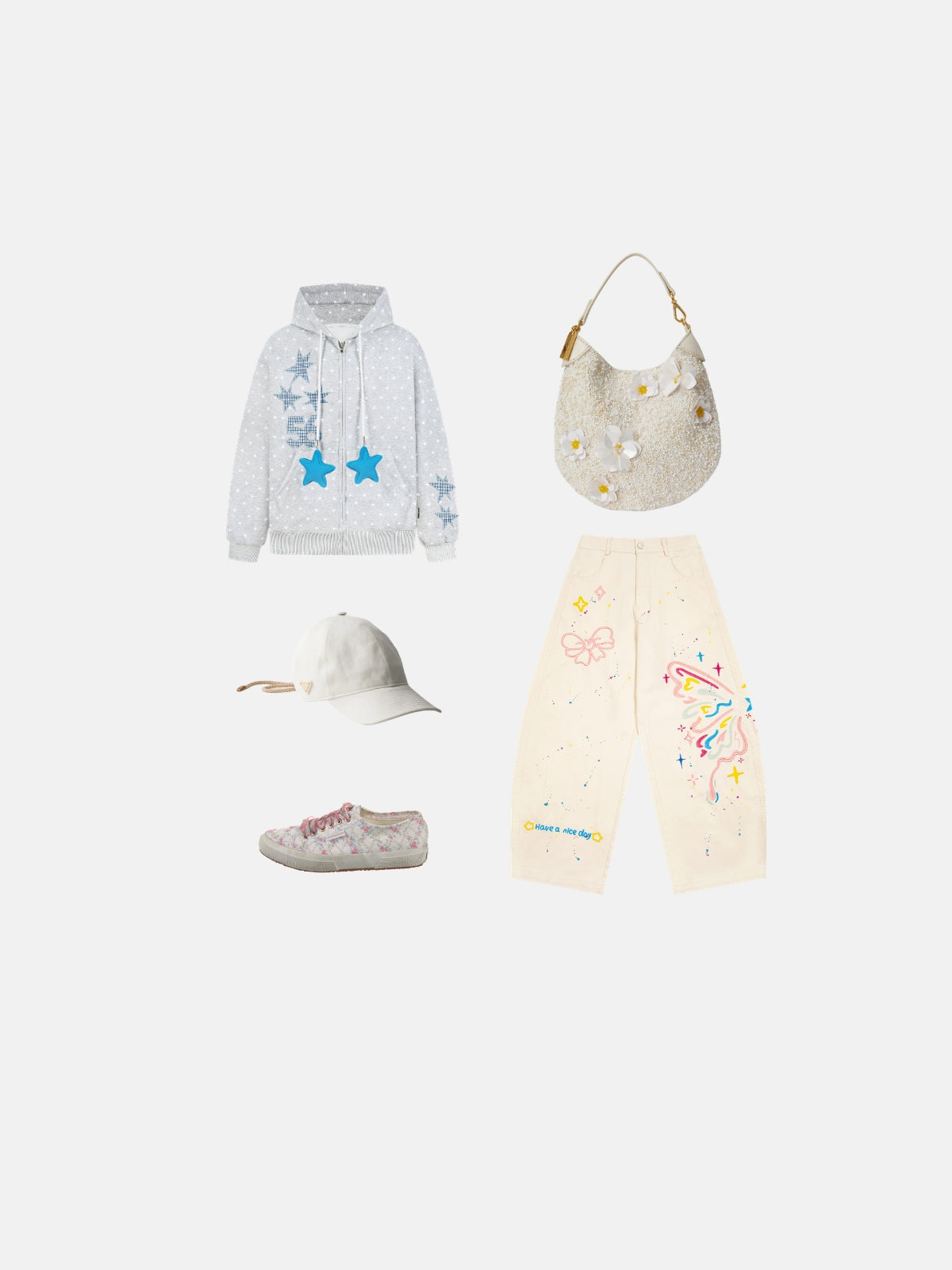 Haaura Butterfly Splatter Baggy Jeans