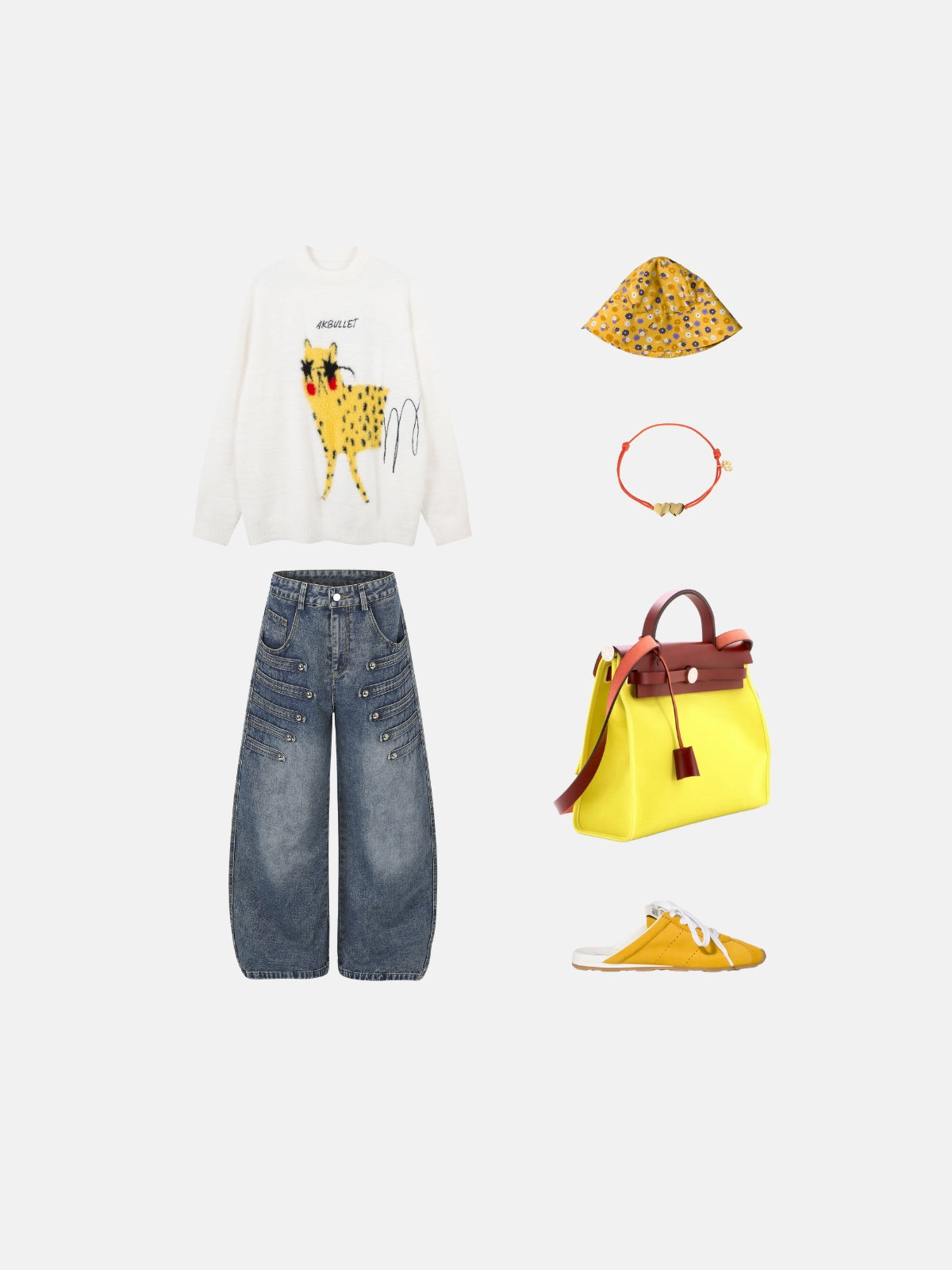 Haaura Buckle Strap Baggy Barrel Jeans