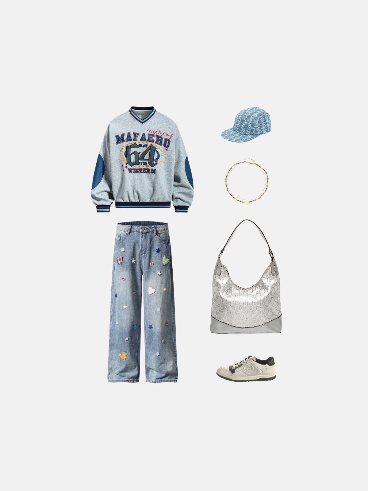 Haaura Heart Star Patchwork Jeans