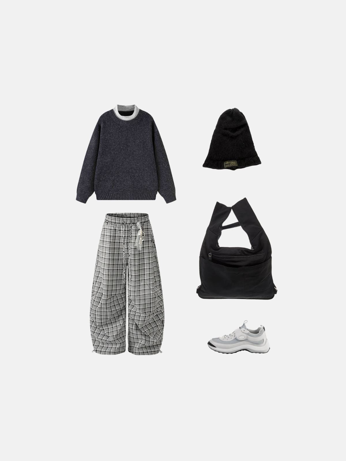 Haaura Plaid Drawstring Cargo Baggy Pants