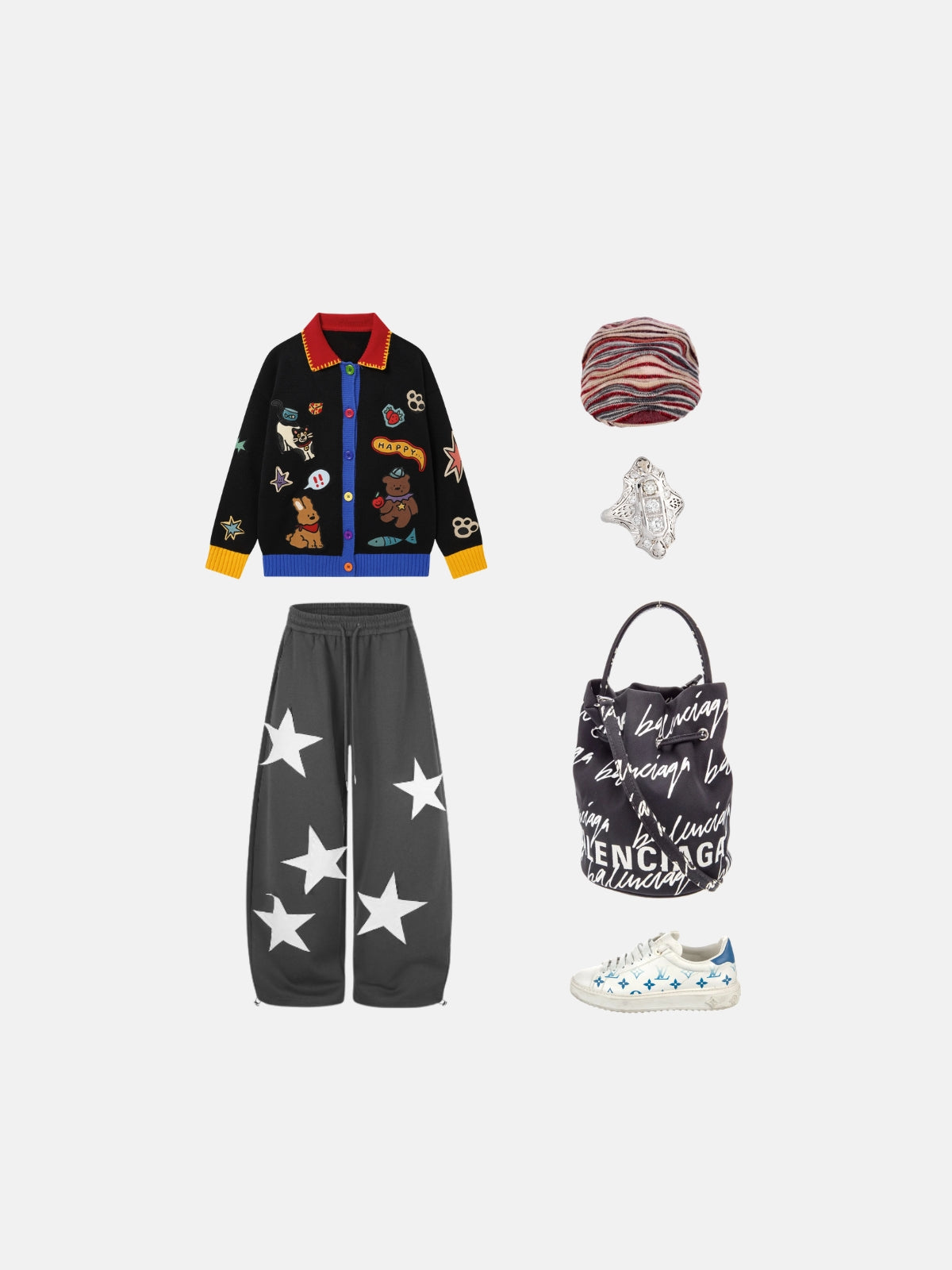 Haaura Cartoon Animal Patch Cardigan
