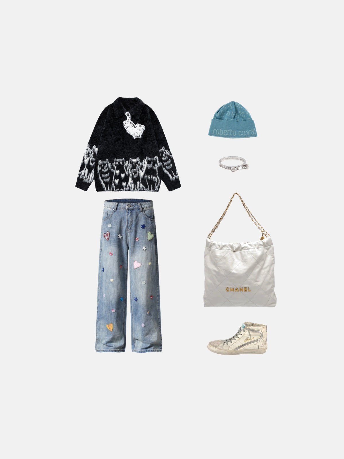 Haaura Fluffy Cat Graphic Sweater