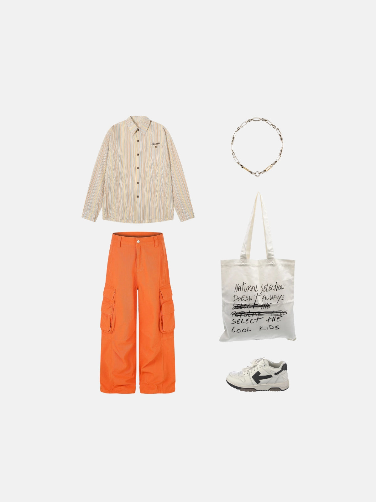 Haaura Orange Cargo Baggy Pants