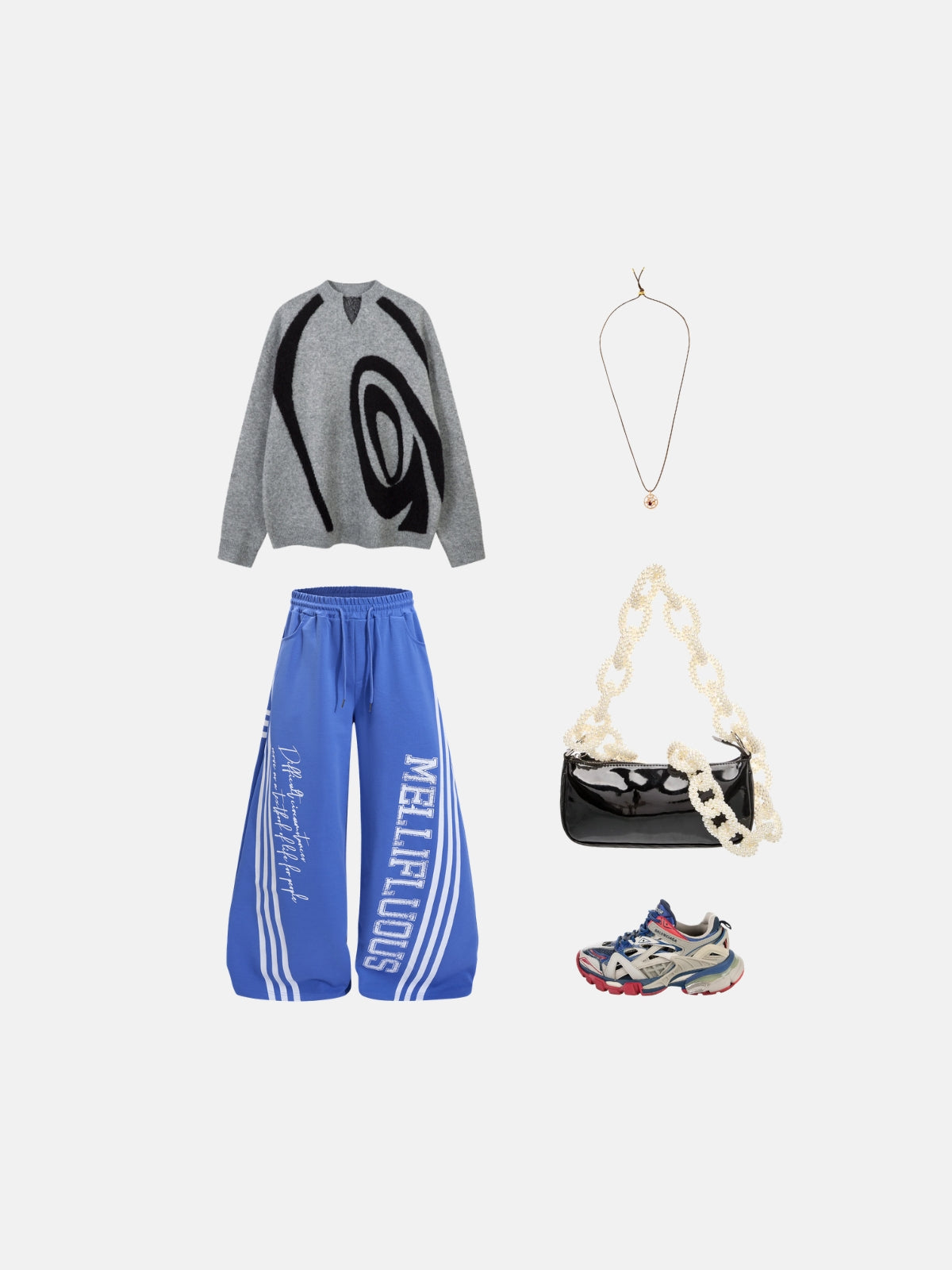Haaura Side Stripe Graphic Baggy Sweatpants