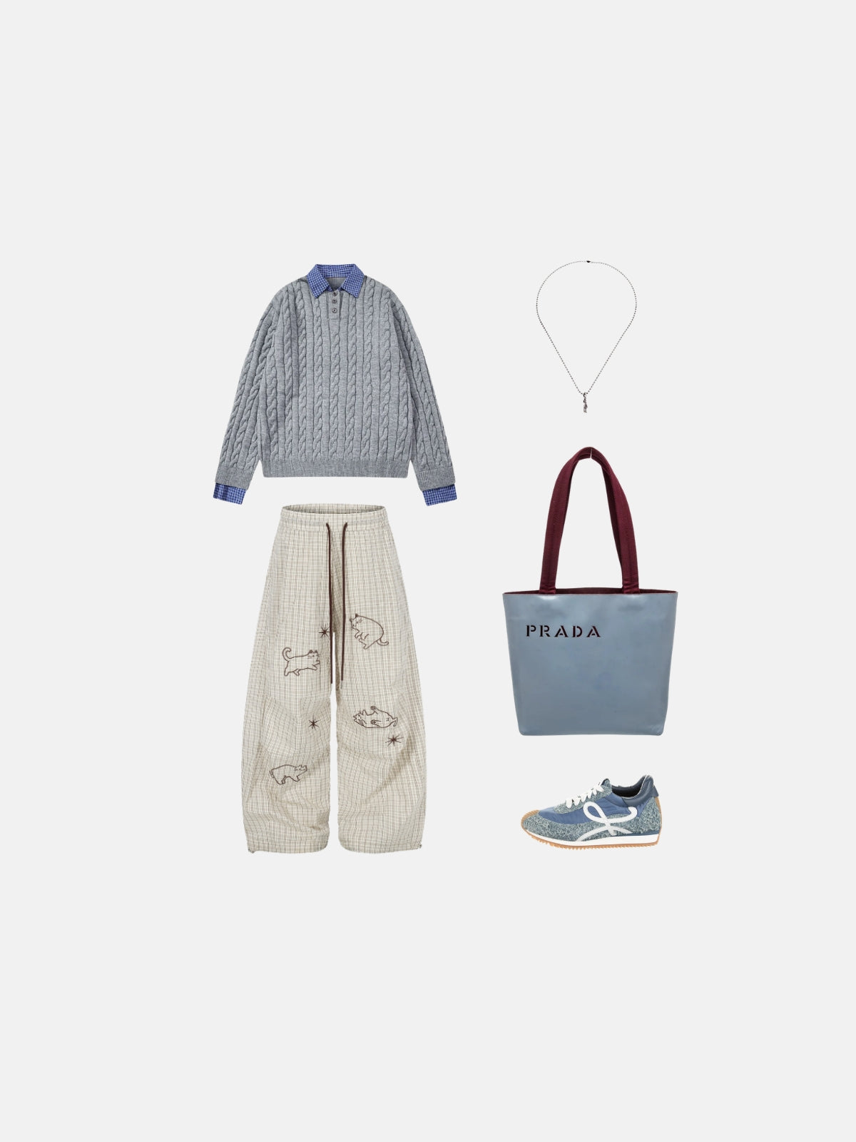 Haaura Button Placket Cable Knit Sweater