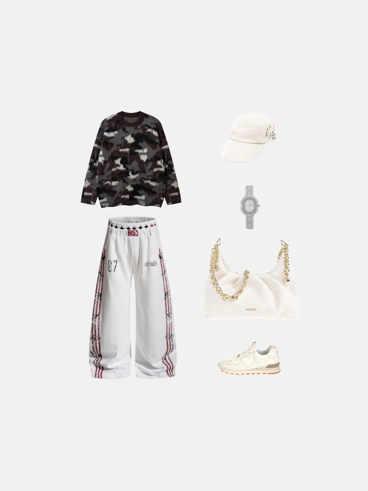 Haaura Abstract Camo Fuzzy Sweater