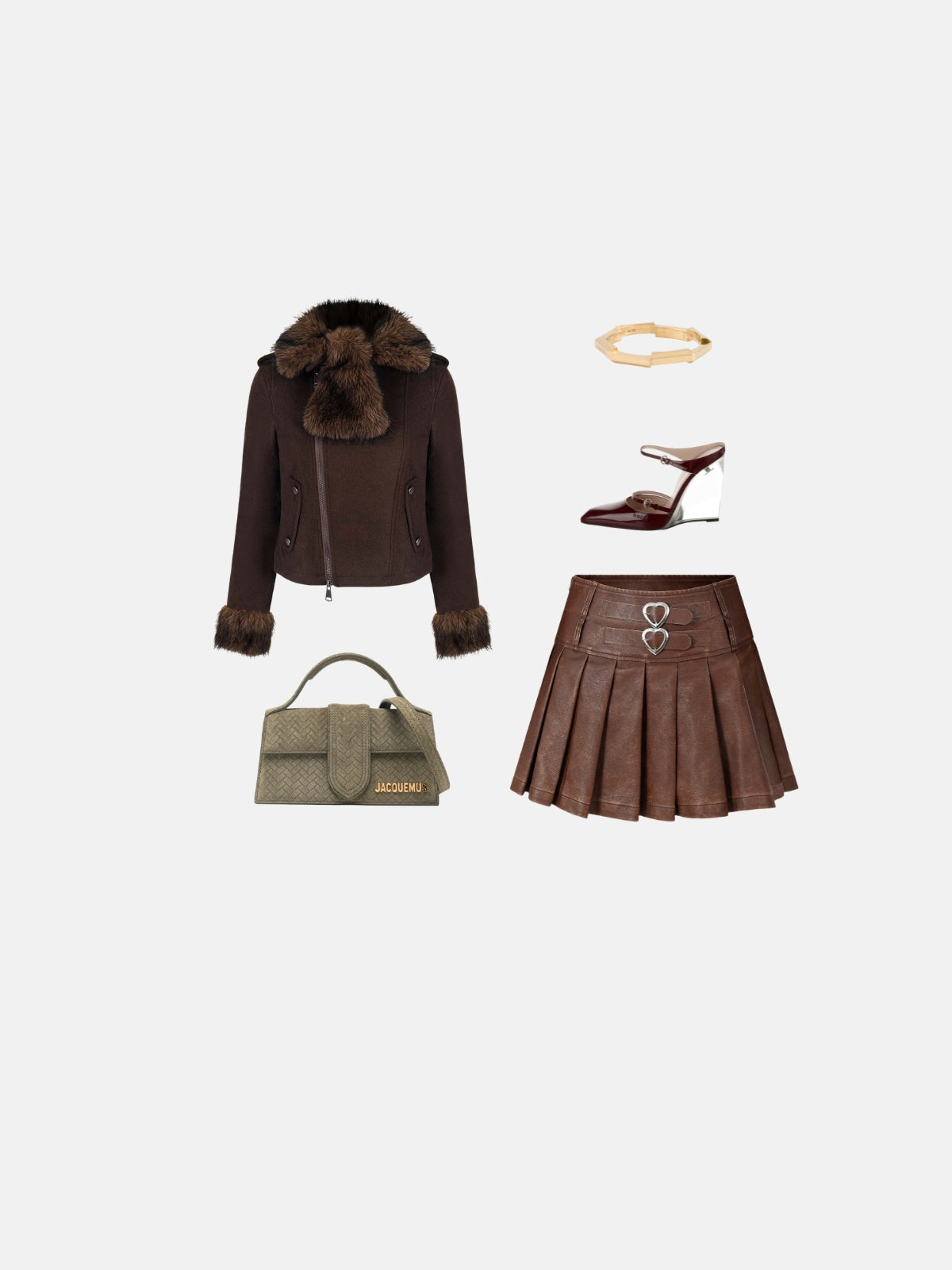 Haaura Faux Fur Trim Suede Zip Up Jacket