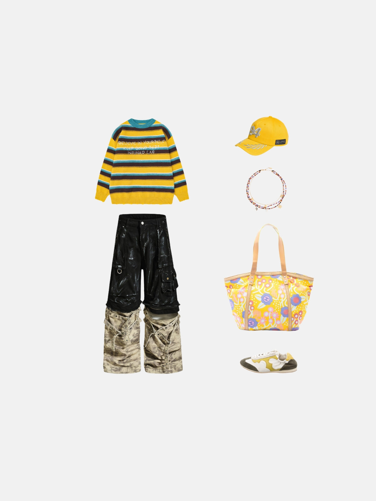 Haaura Striped Slogan Graphic Sweater