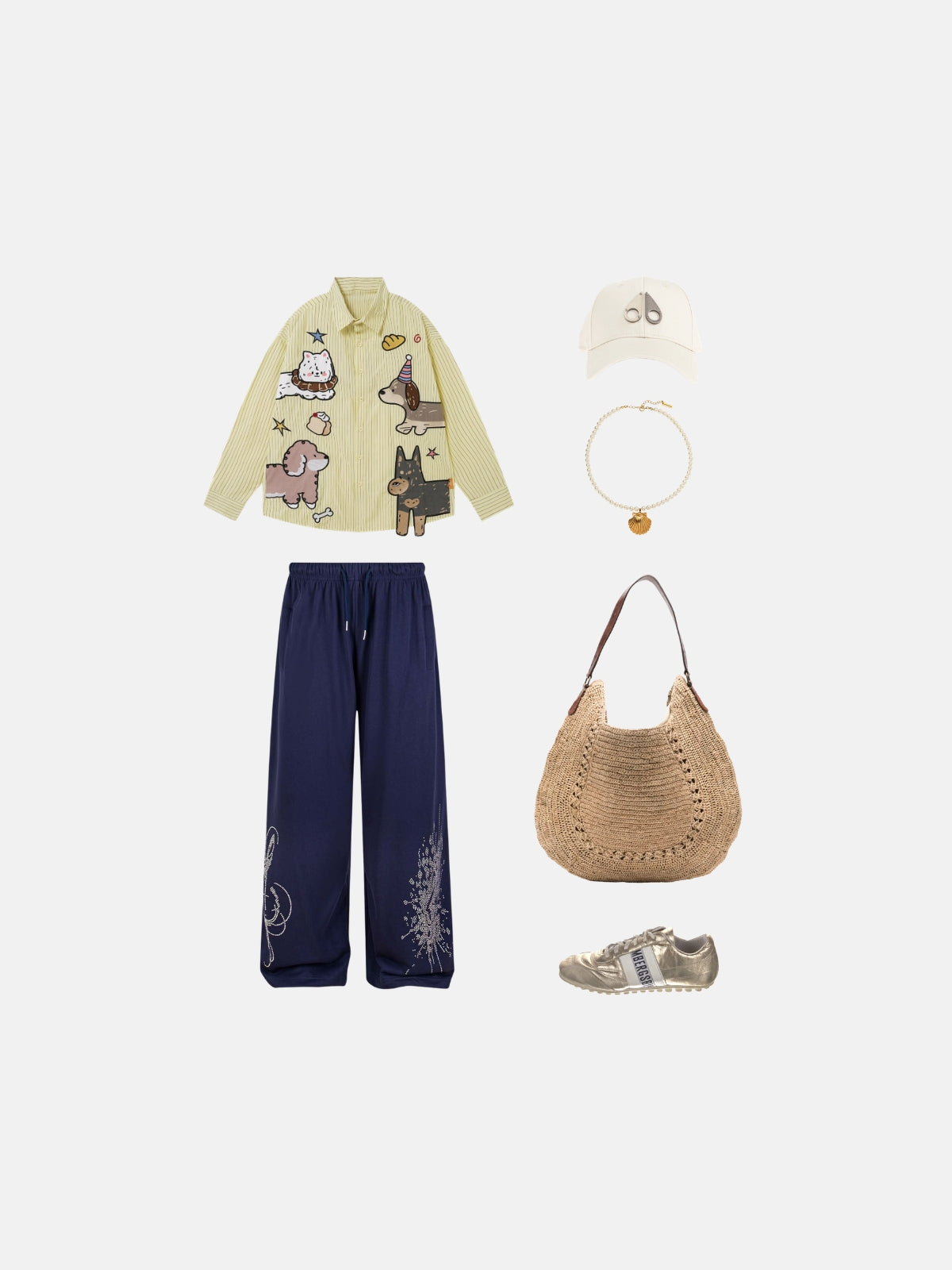 Haaura Rhinestone Graphic Wide Leg Sweatpants