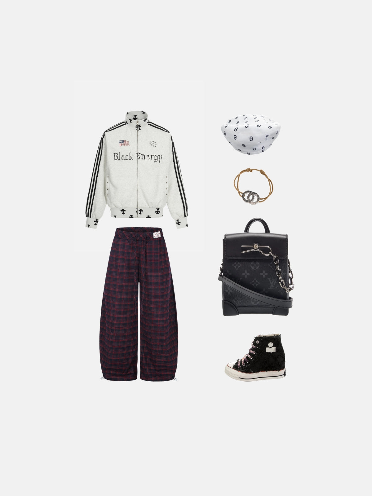 Haaura Plaid Baggy Barrel Sweatpants