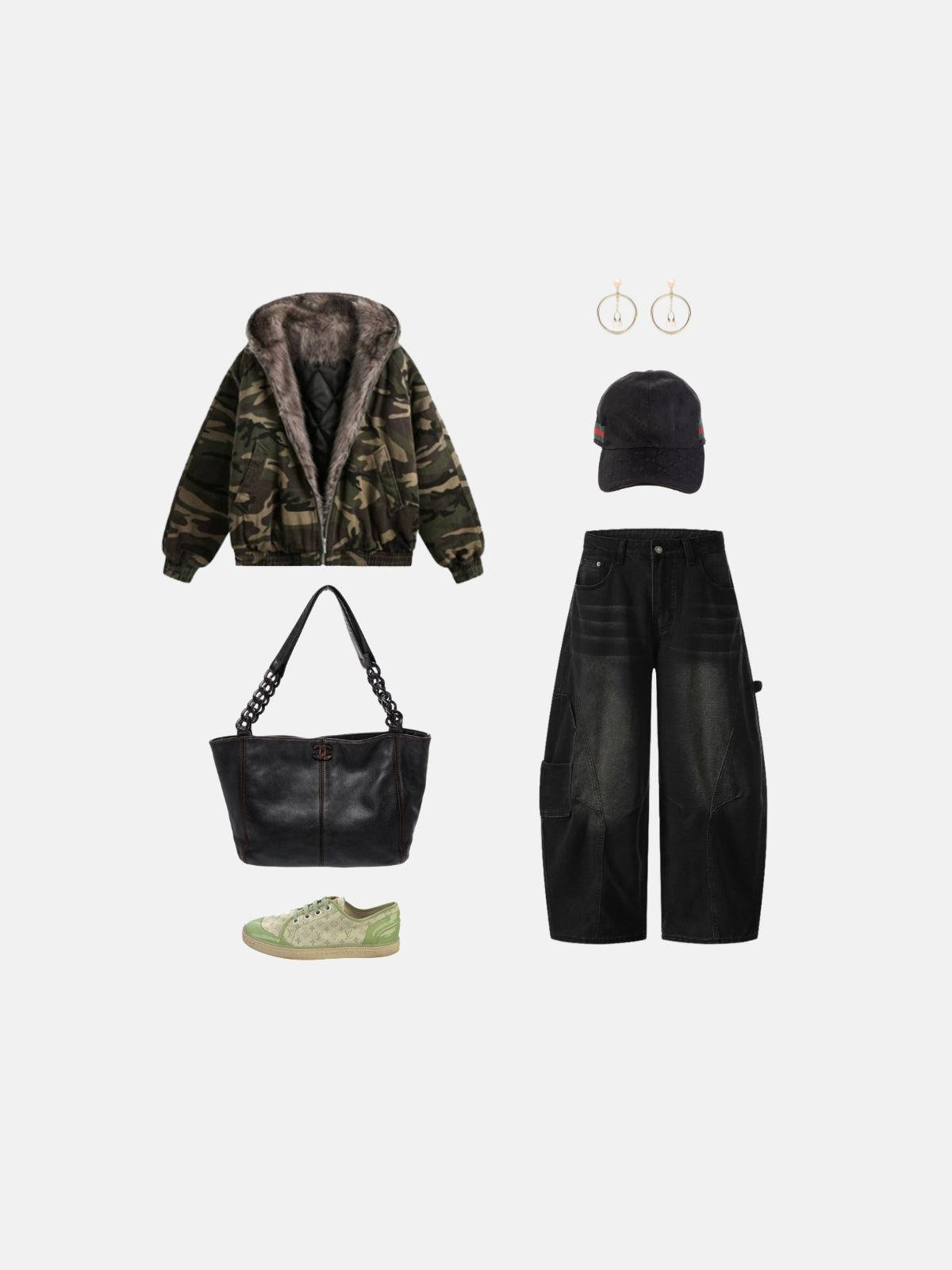 Haaura Washed Carpenter Baggy Jeans