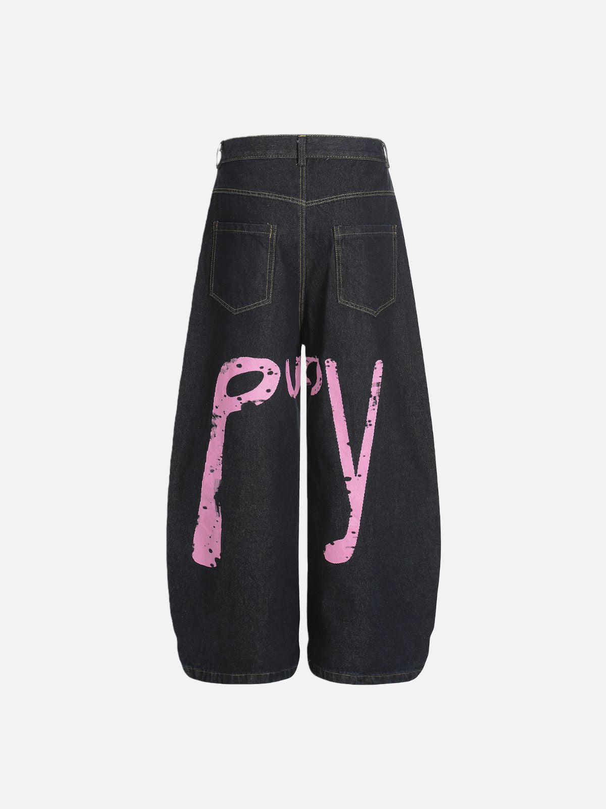 Haaura Contrast Stitch Relaxed Baggy Jeans