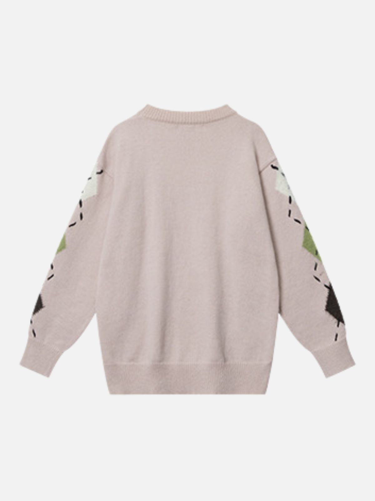 Haaura Geometric Diamond Sleeve Knit Sweater