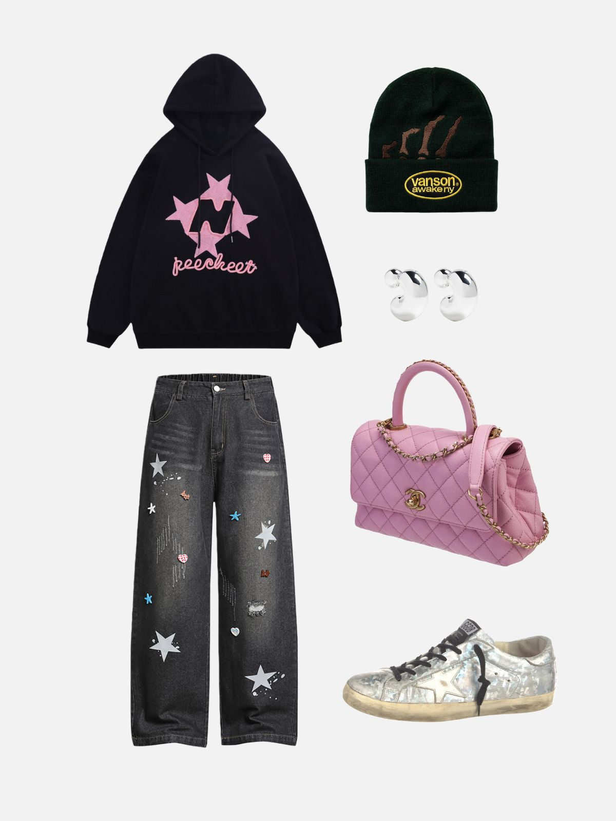 Haaura Star & Heart Destroyed Jeans