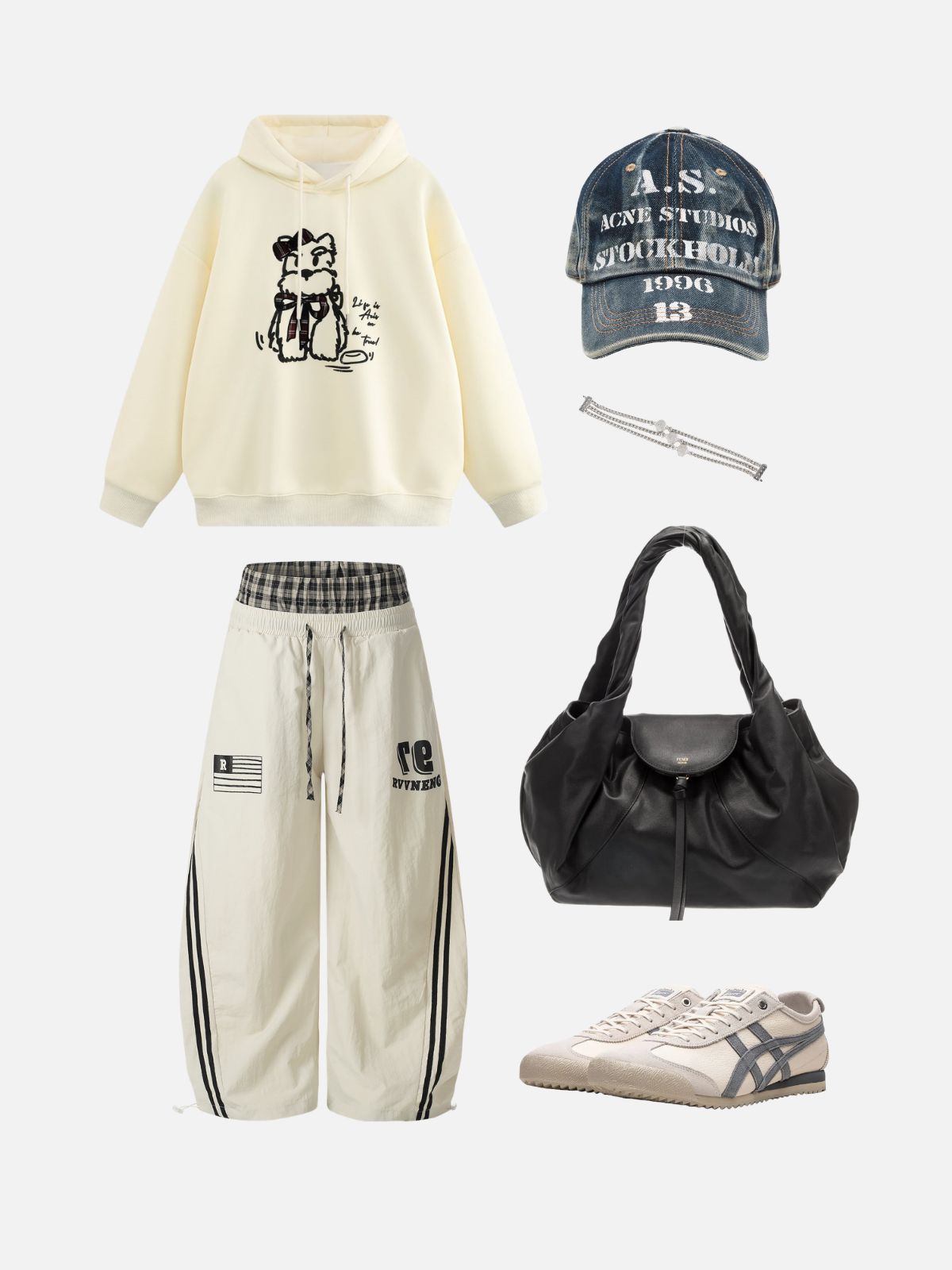 Haaura Patchwork Plaid Jogger Pants