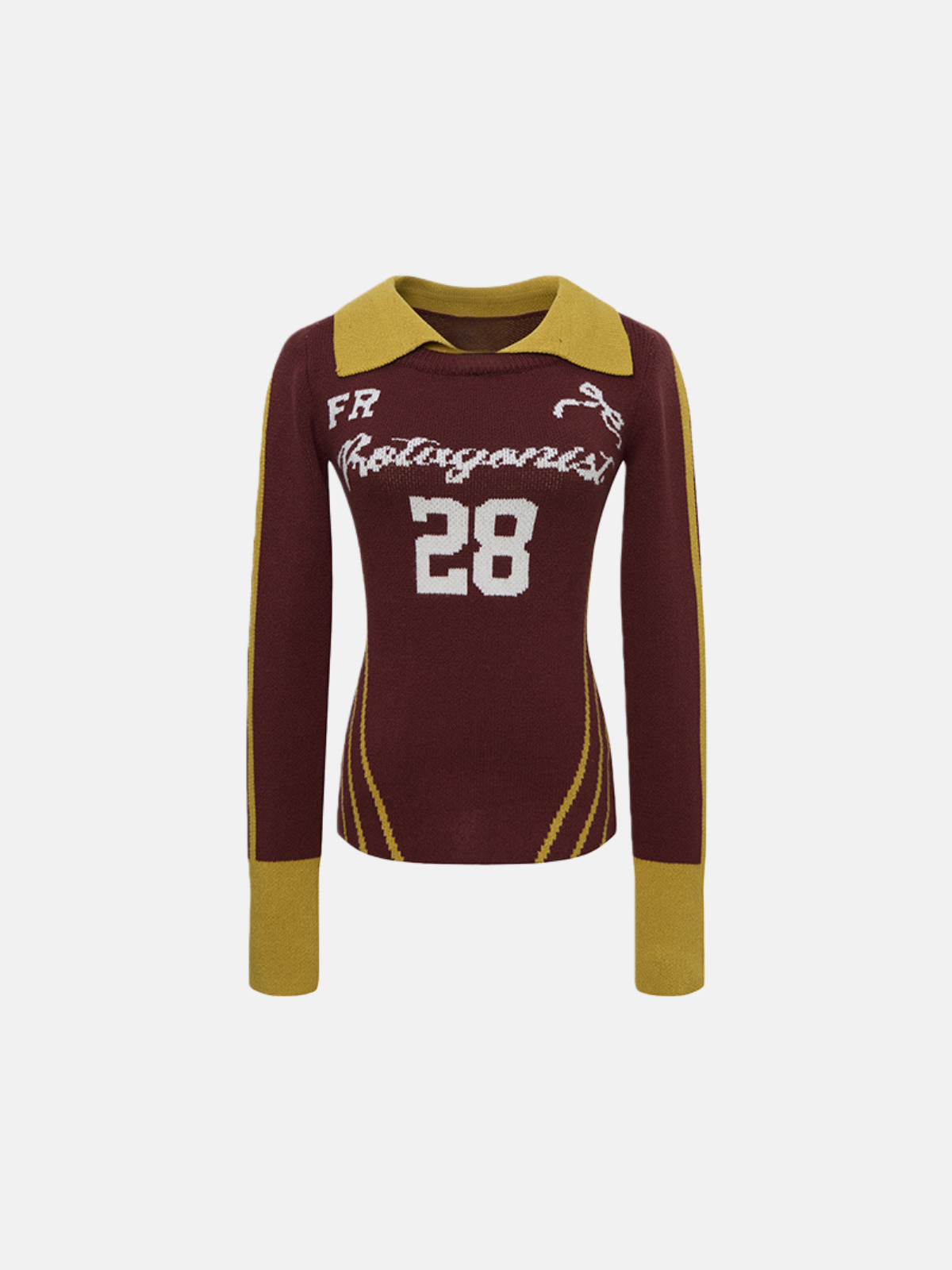 Haaura 28 Stripe Collar Long Sleeve Sweater