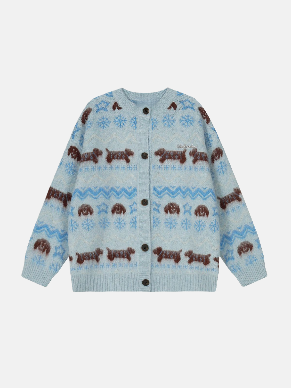 Haaura Dog Fair Isle Jacquard Cardigan