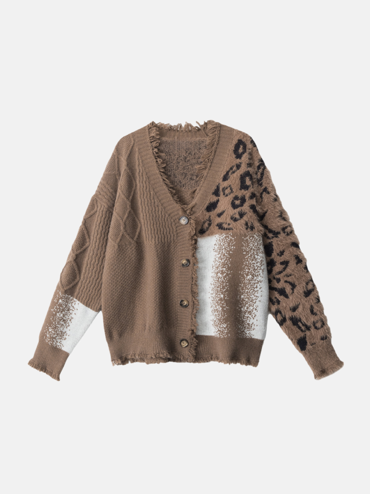 Haaura Leopard Mix Panel Cardigan