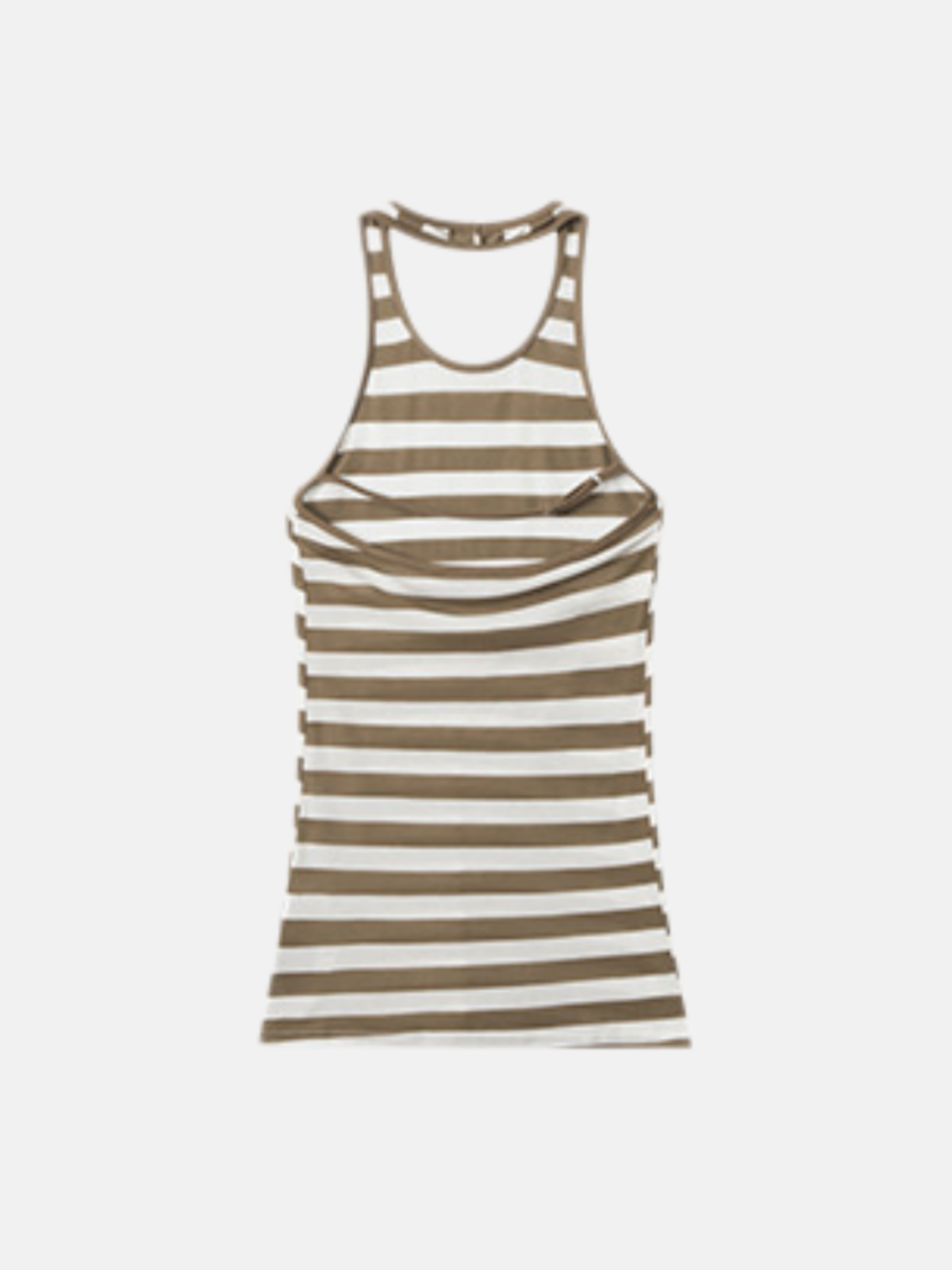 Haaura White Stripe Halter Open Back Top
