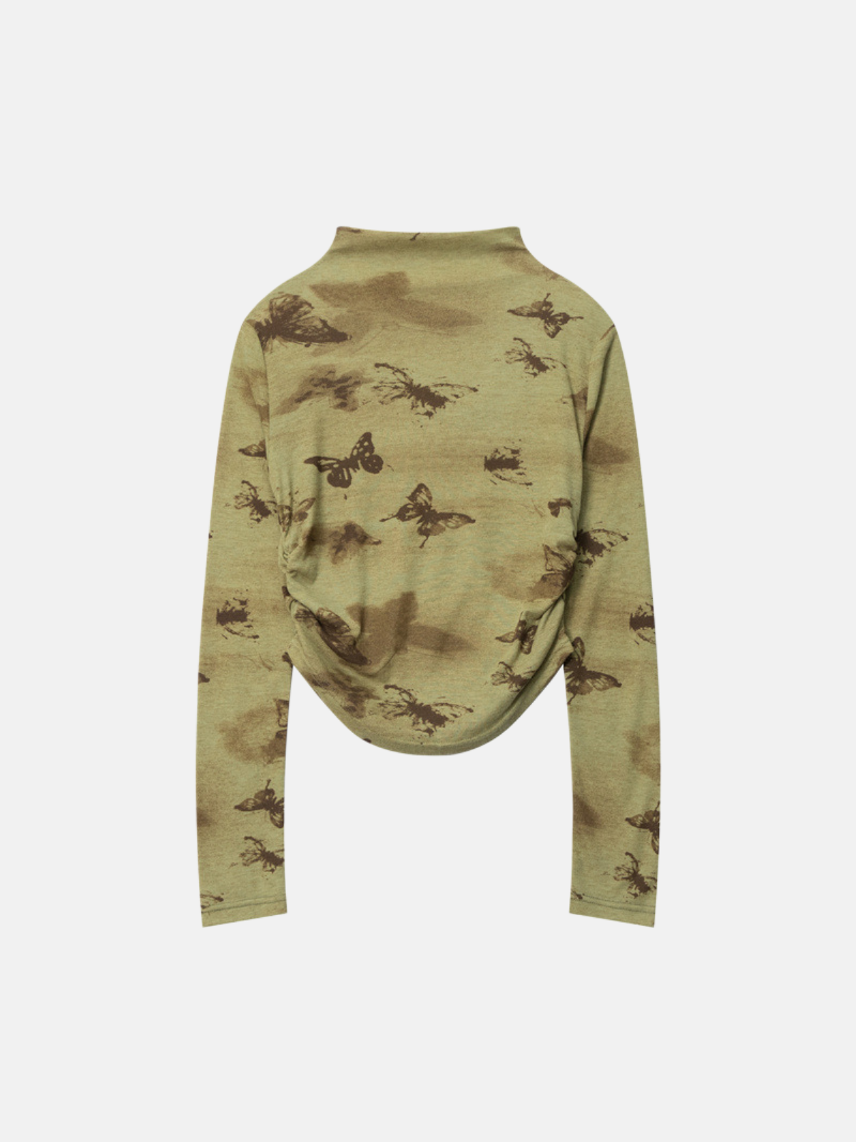 Haaura Ombre Butterfly Half-Turtle Neck Ribbed Top