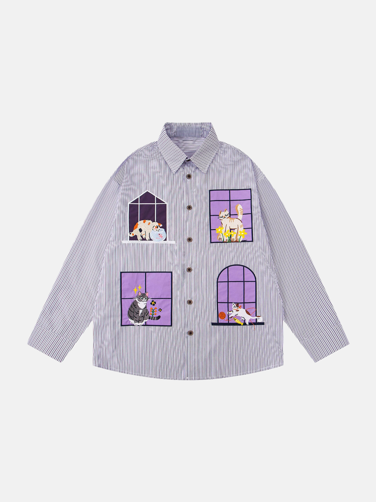 Chemise Haaura Retro Cat à fenêtre