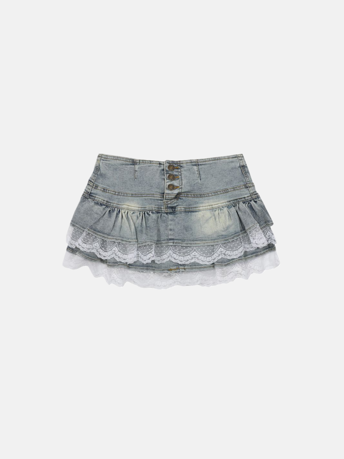 Haaura Polka Dot Spitzen-Stufen-Jeansrock