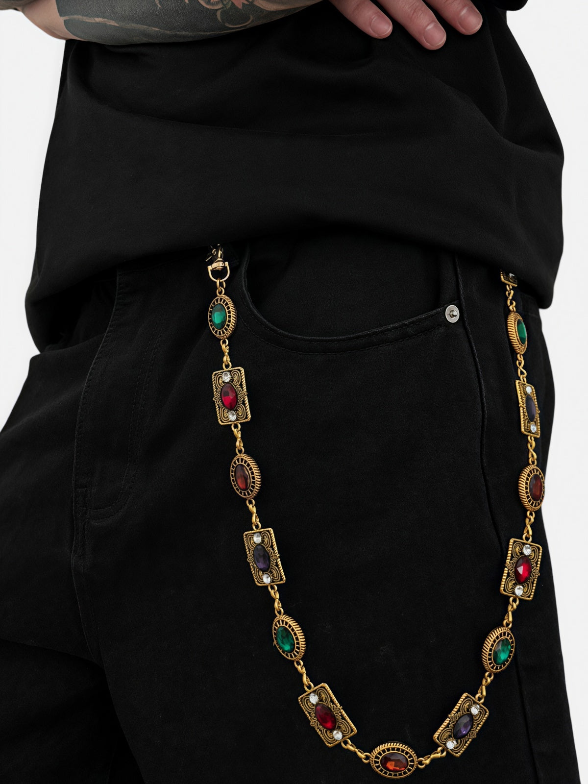 Vintage Gemstone Gold Chain Belt