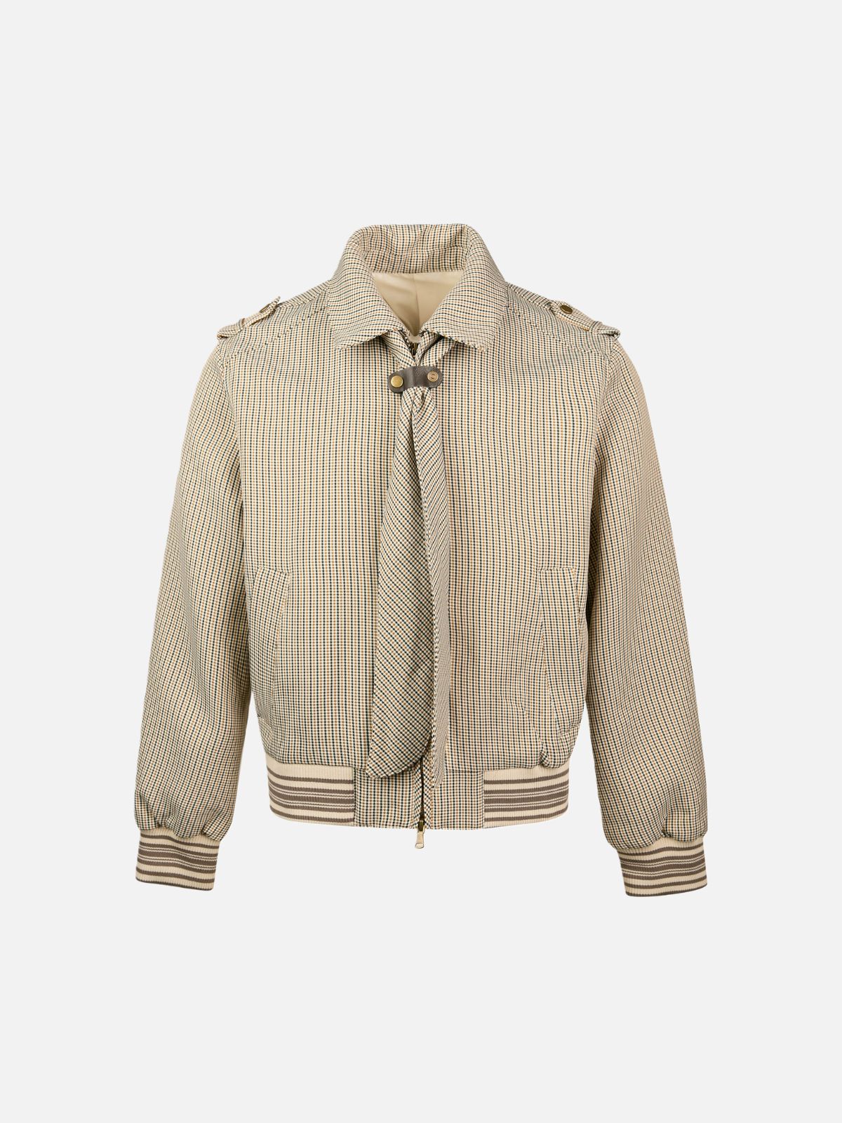 Haaura Plaid Tie-Trim Notched Lapel Jacket