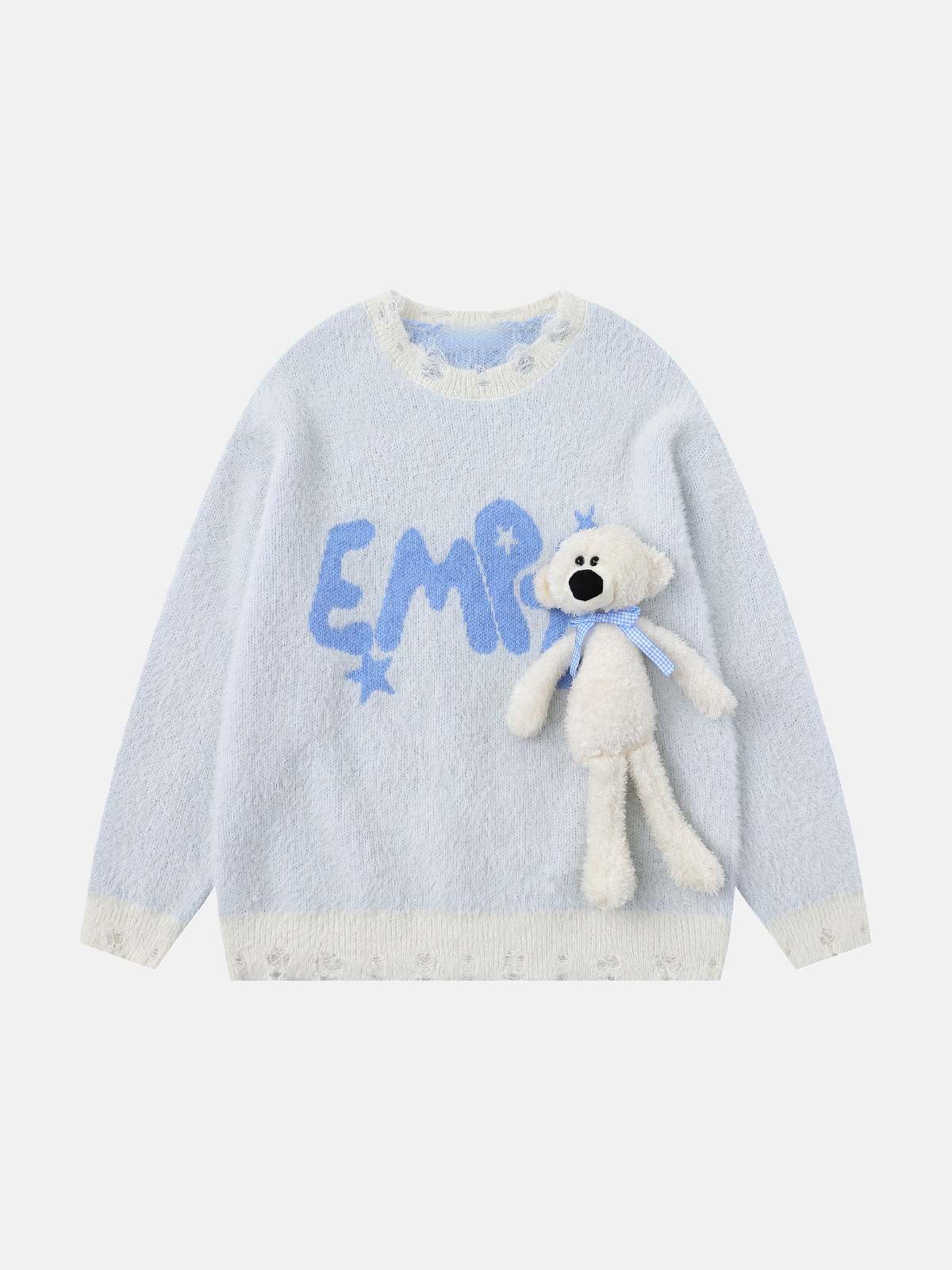 Haaura Verspielter EMP-Stern & 3D-Teddybär-Pullover
