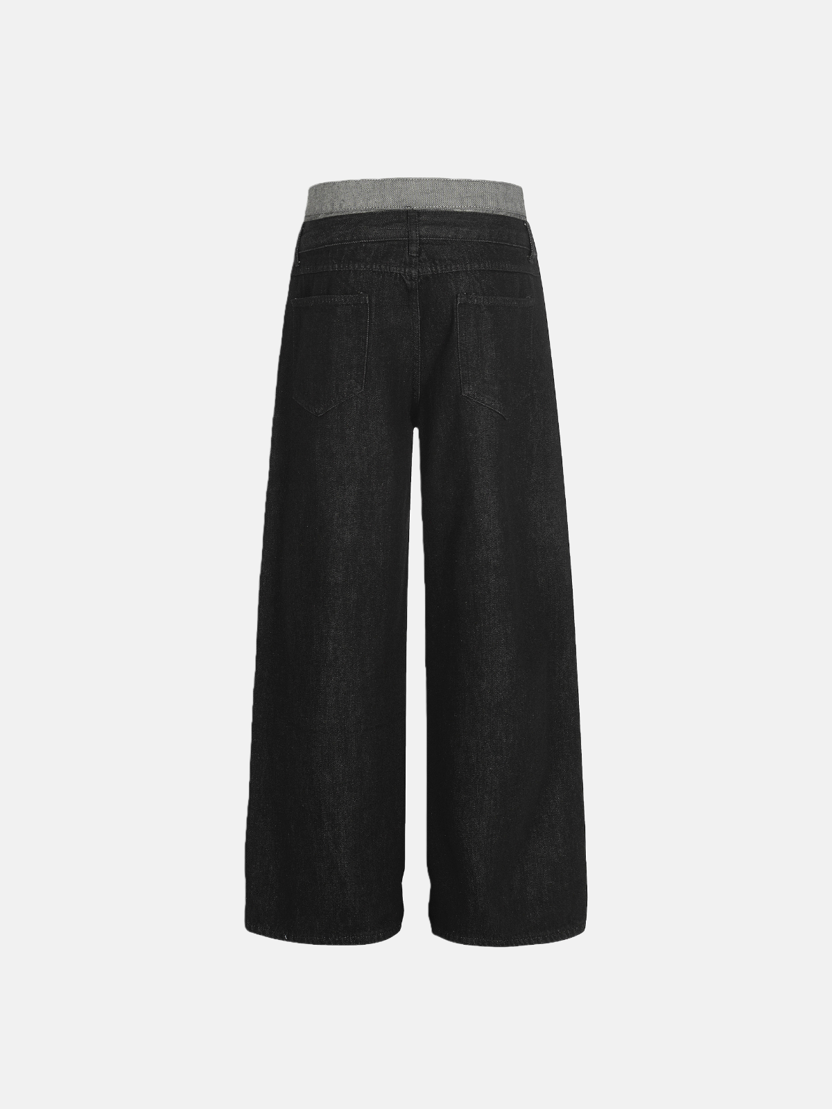 Haaura Contrast Waist Rivet Wide-Leg Jeans