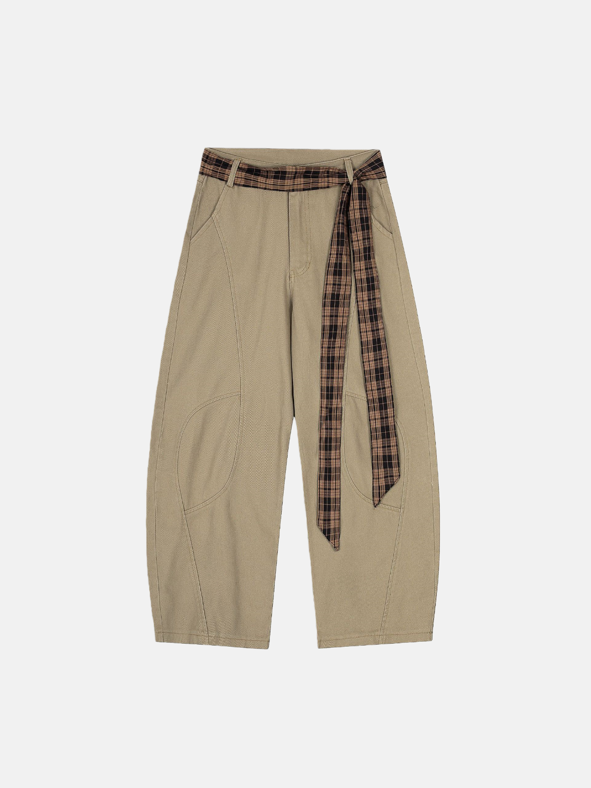 Haaura Plaid Sash Wide-Leg Pants