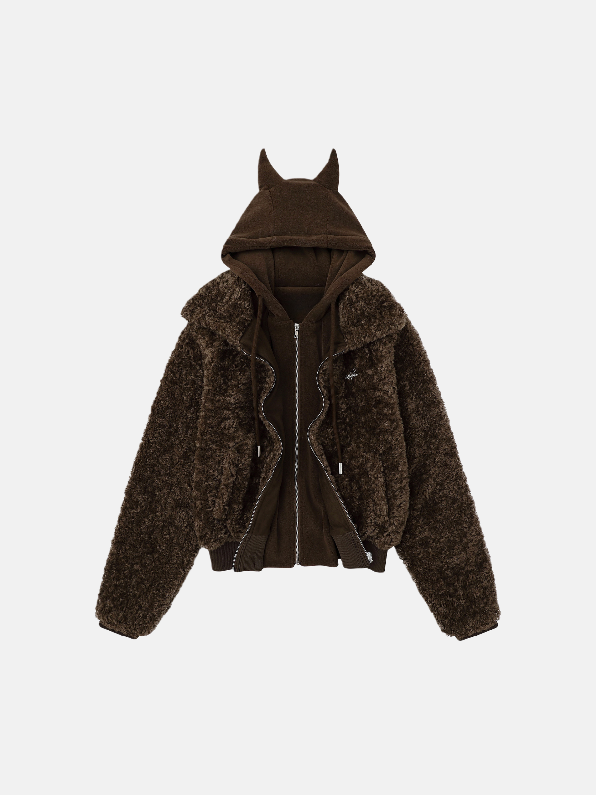 Veste à capuche en peluche Haaura Horn Hood avec fermeture éclair