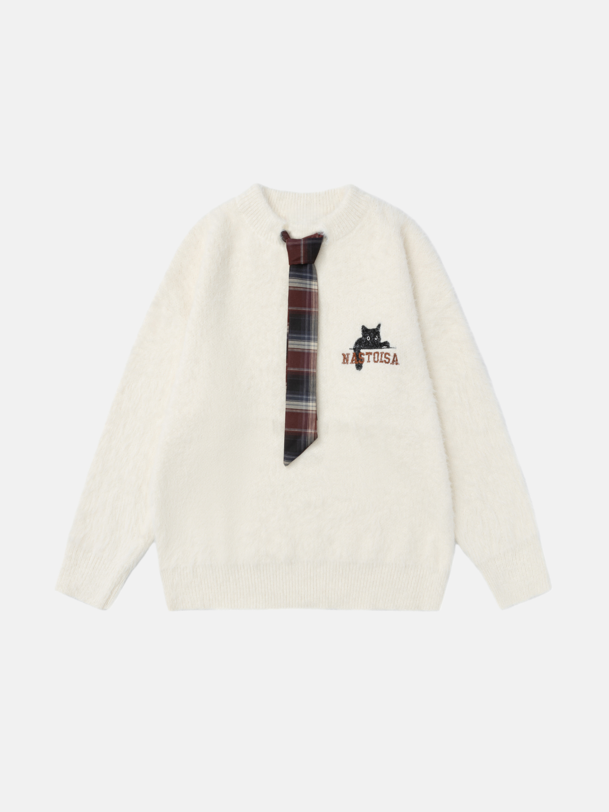Haaura Embroidered Cat Tie Sweater