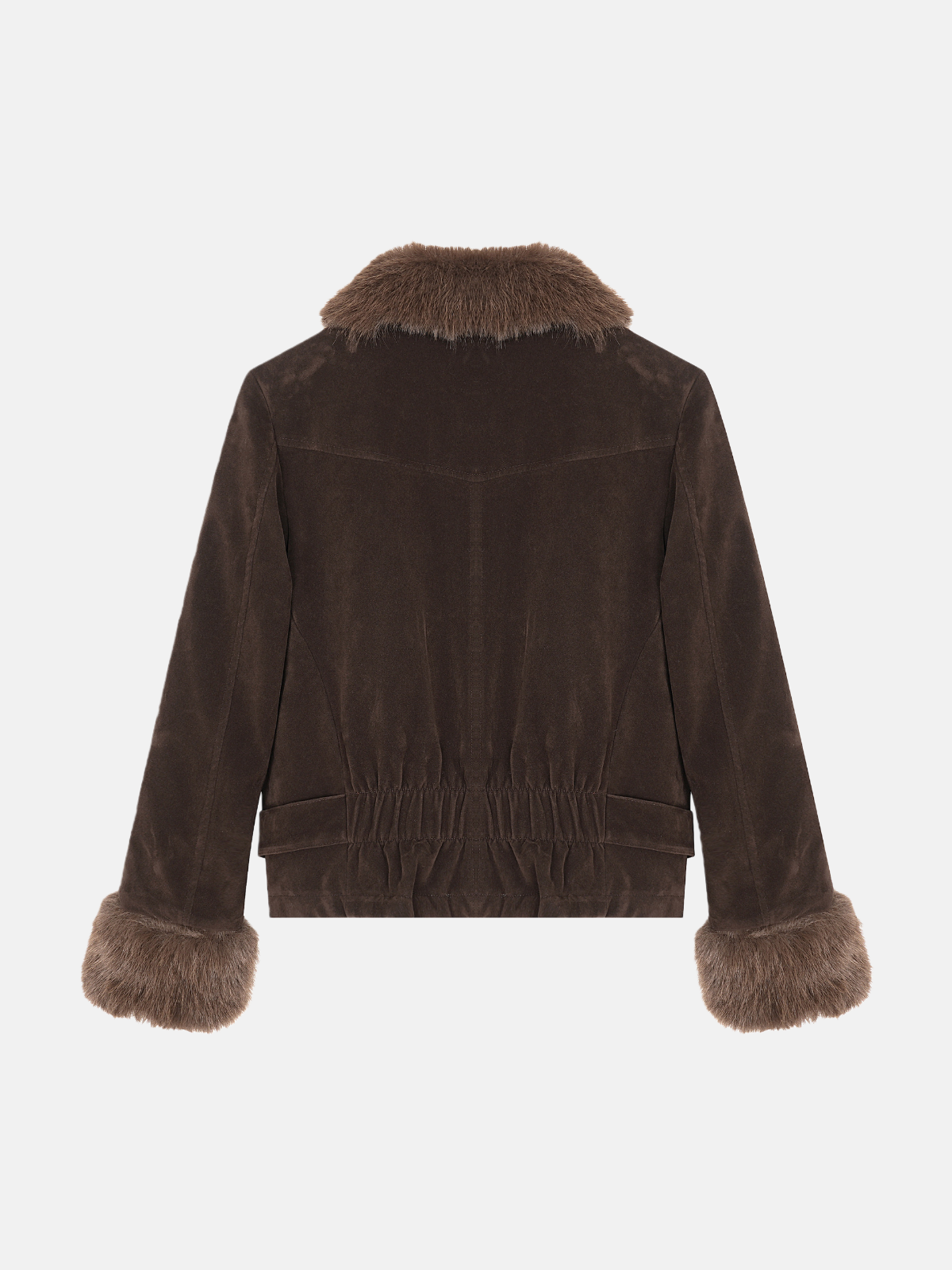 Veste courte ceinturée à bordure en peluche Haaura