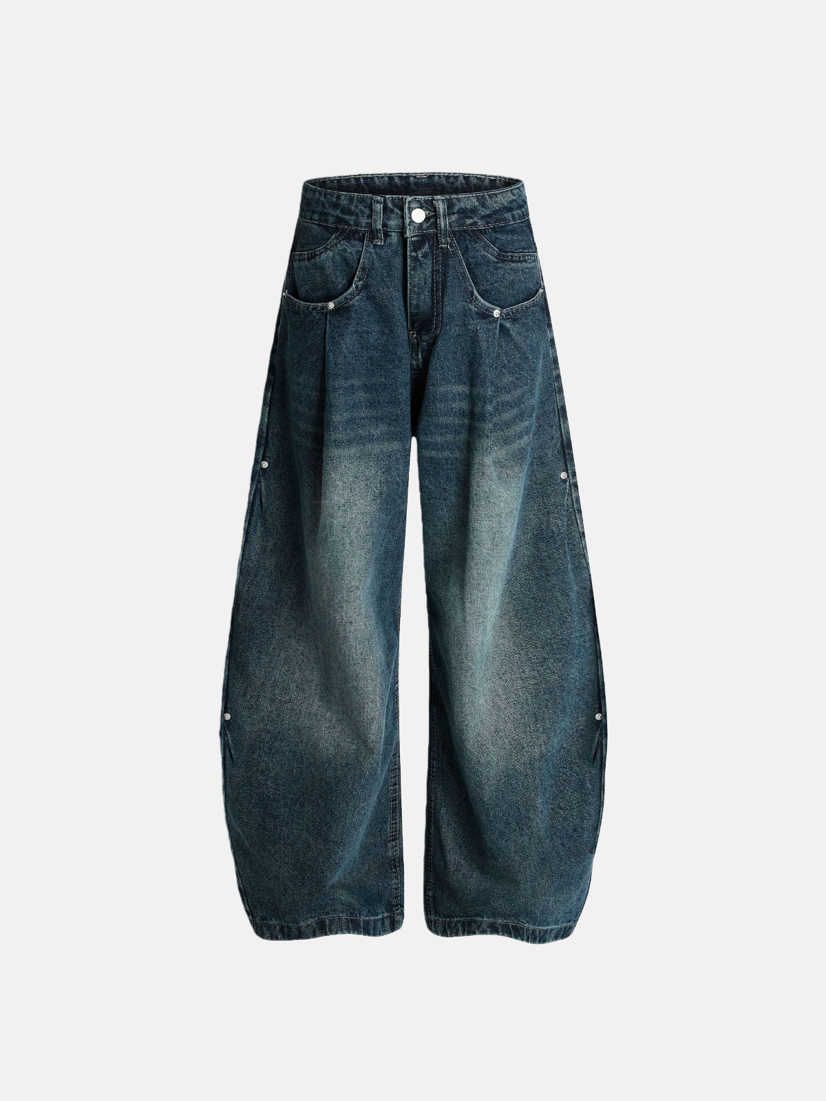 Haaura Rivet Stonewash Wide-Leg Jeans